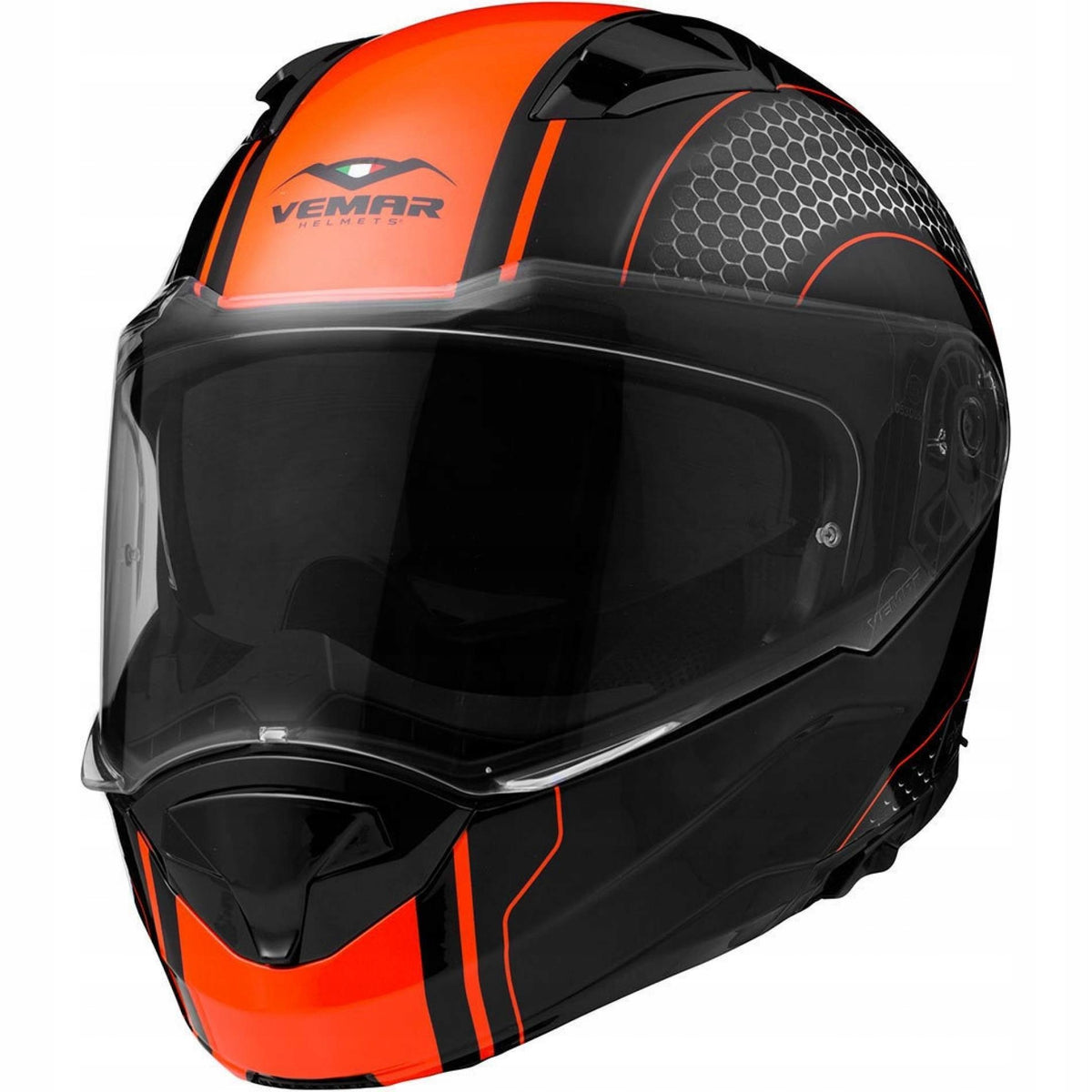 VEMAR JAW HELMET CHOPPER SHARKI HIVE MATT ORANGE SIZE L