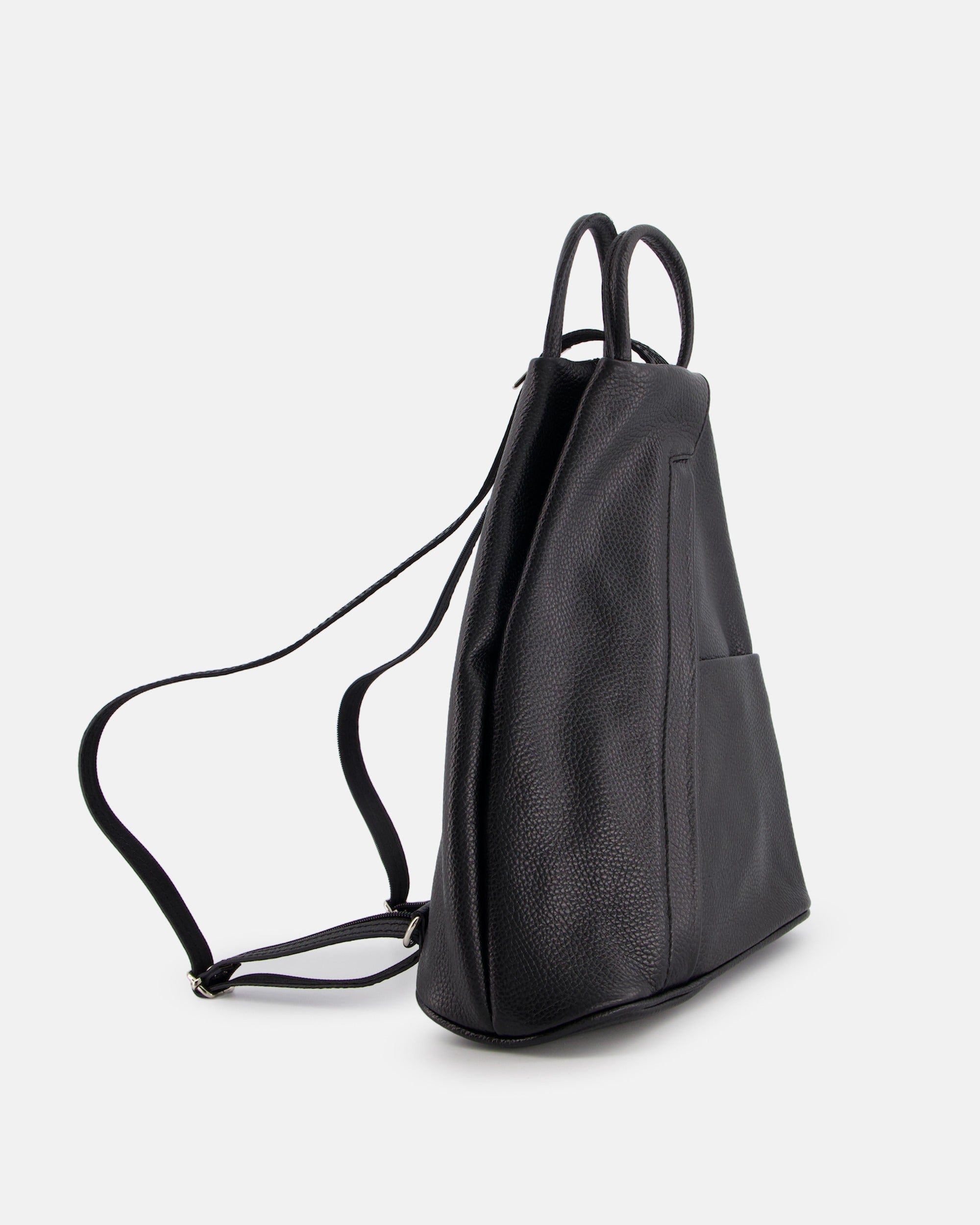 VENEZIA Black Genuine Leather Women's Backpack with Two Handles Brand VENEZIA