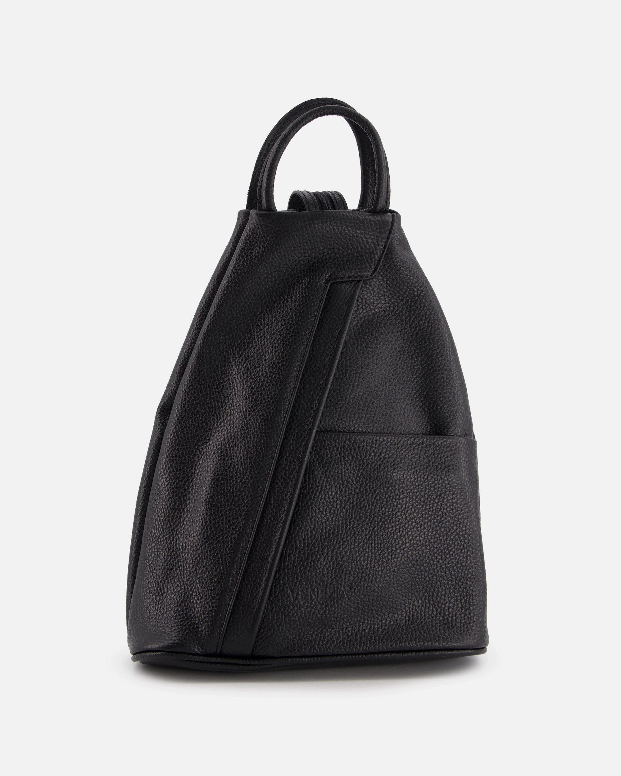 VENEZIA Black Genuine Leather Women's Backpack with Two Handles