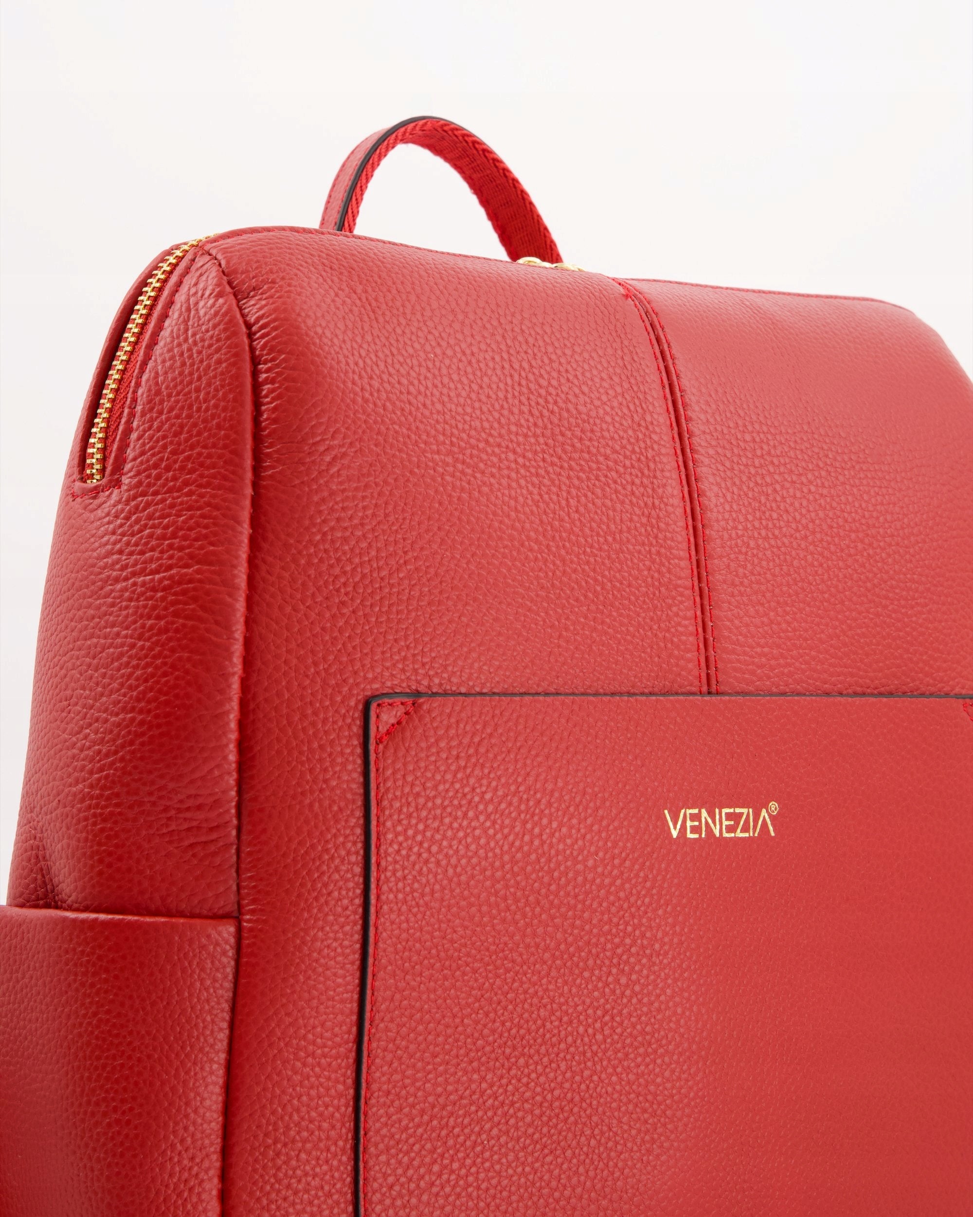 VENEZIA ELEGANT RED WOMEN'S BACKPACK MADE OF NATURAL LEATHER Brand VENEZIA