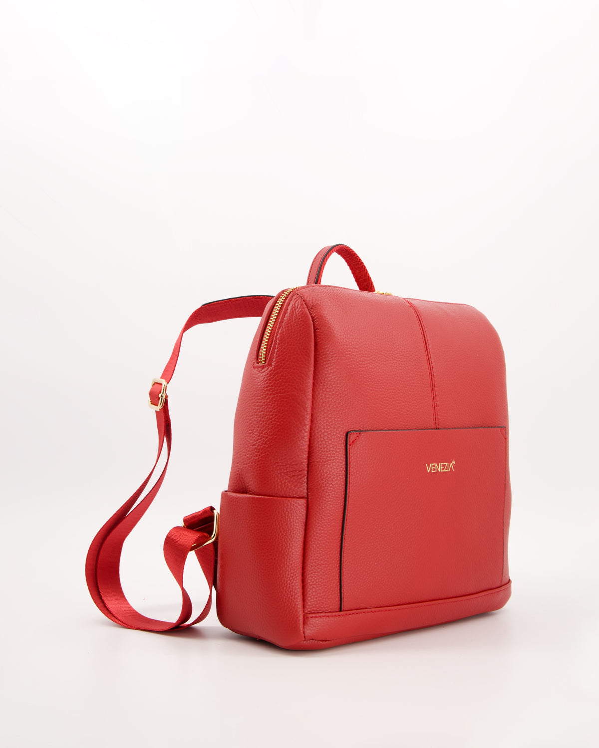 VENEZIA ELEGANT RED WOMEN'S BACKPACK MADE OF NATURAL LEATHER Packaging status original