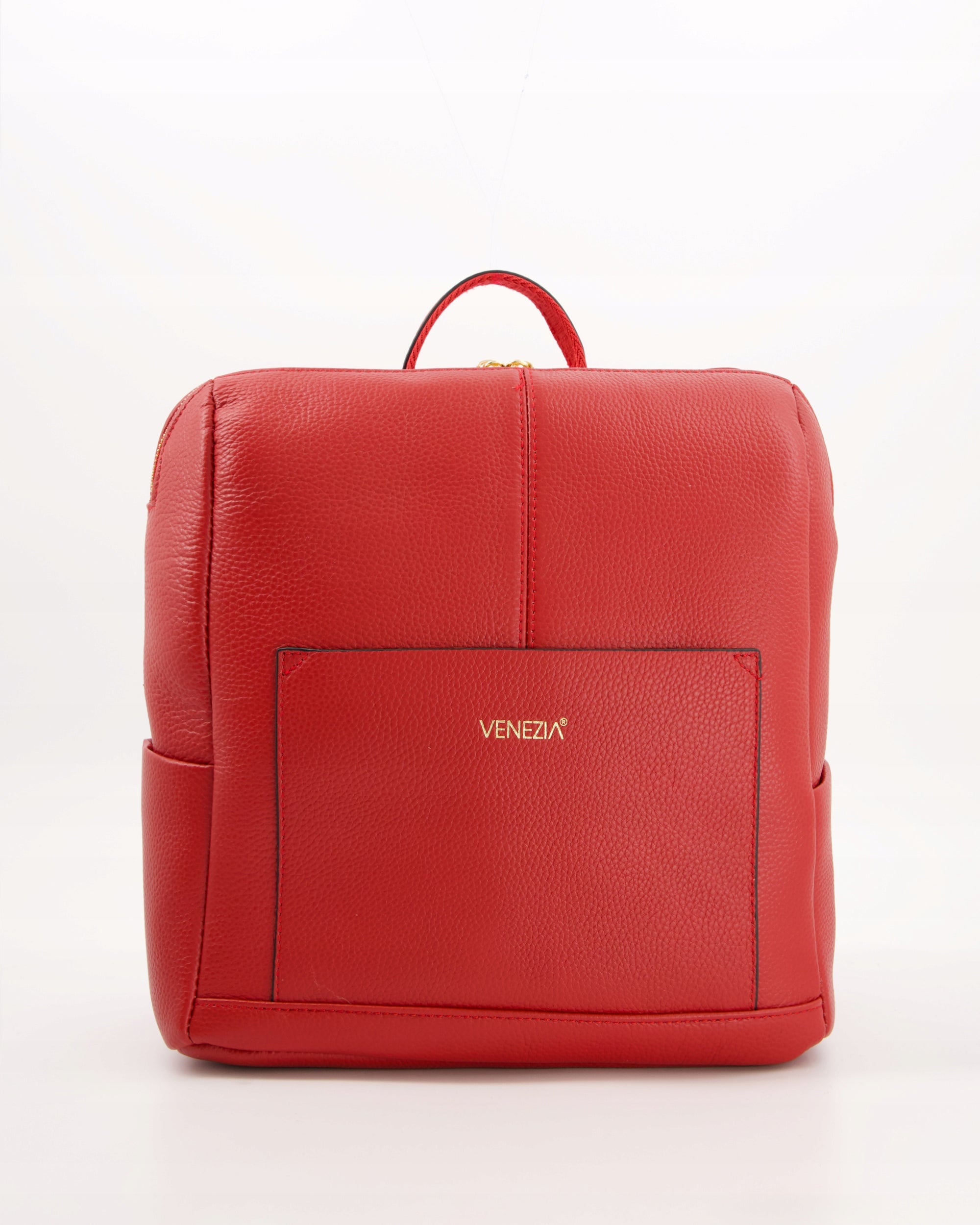 VENEZIA ELEGANT RED WOMEN'S BACKPACK MADE OF NATURAL LEATHER