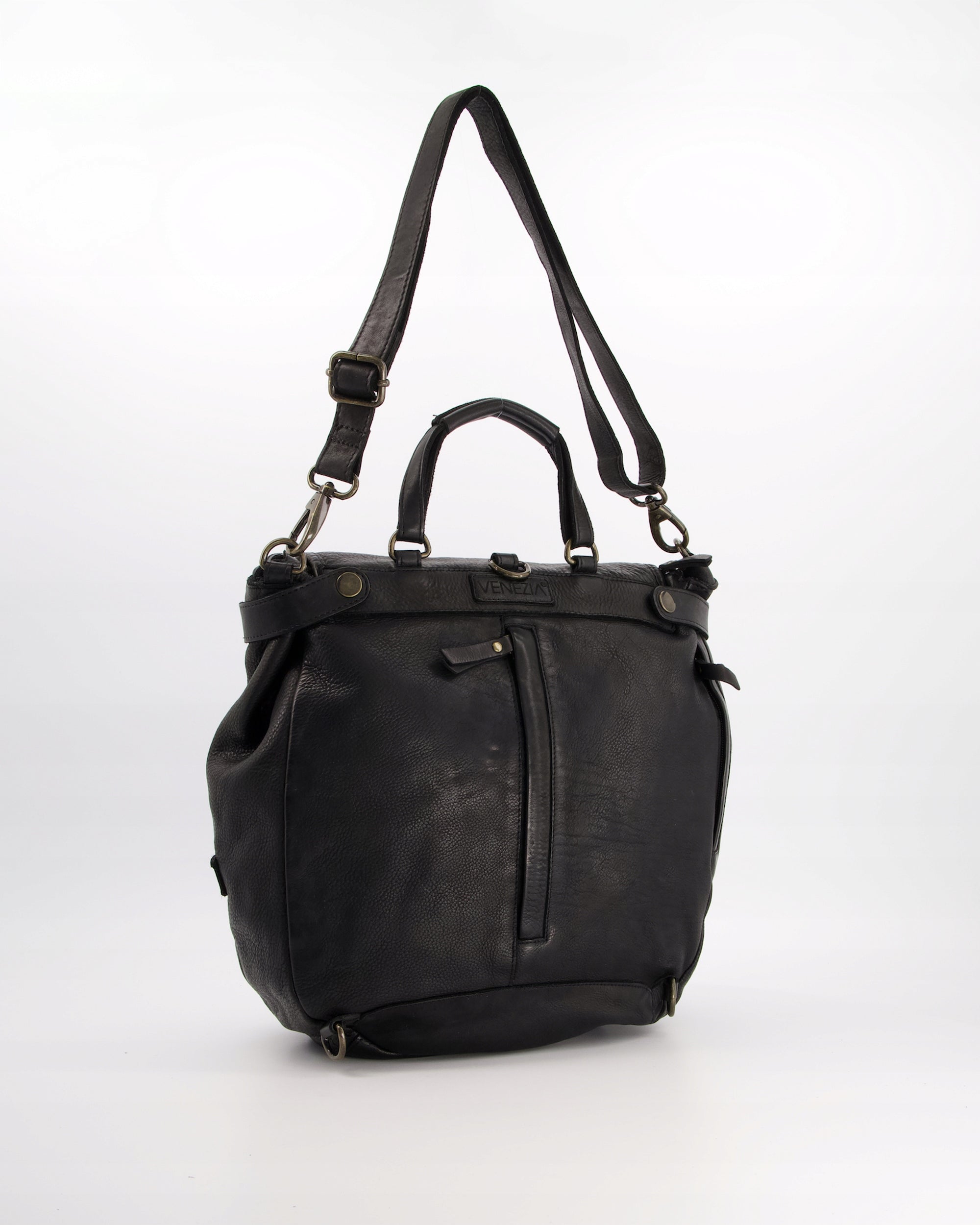 VENEZIA WOMEN'S BACKPACK MADE OF NATURAL LEATHER IN BLACK Packaging status original