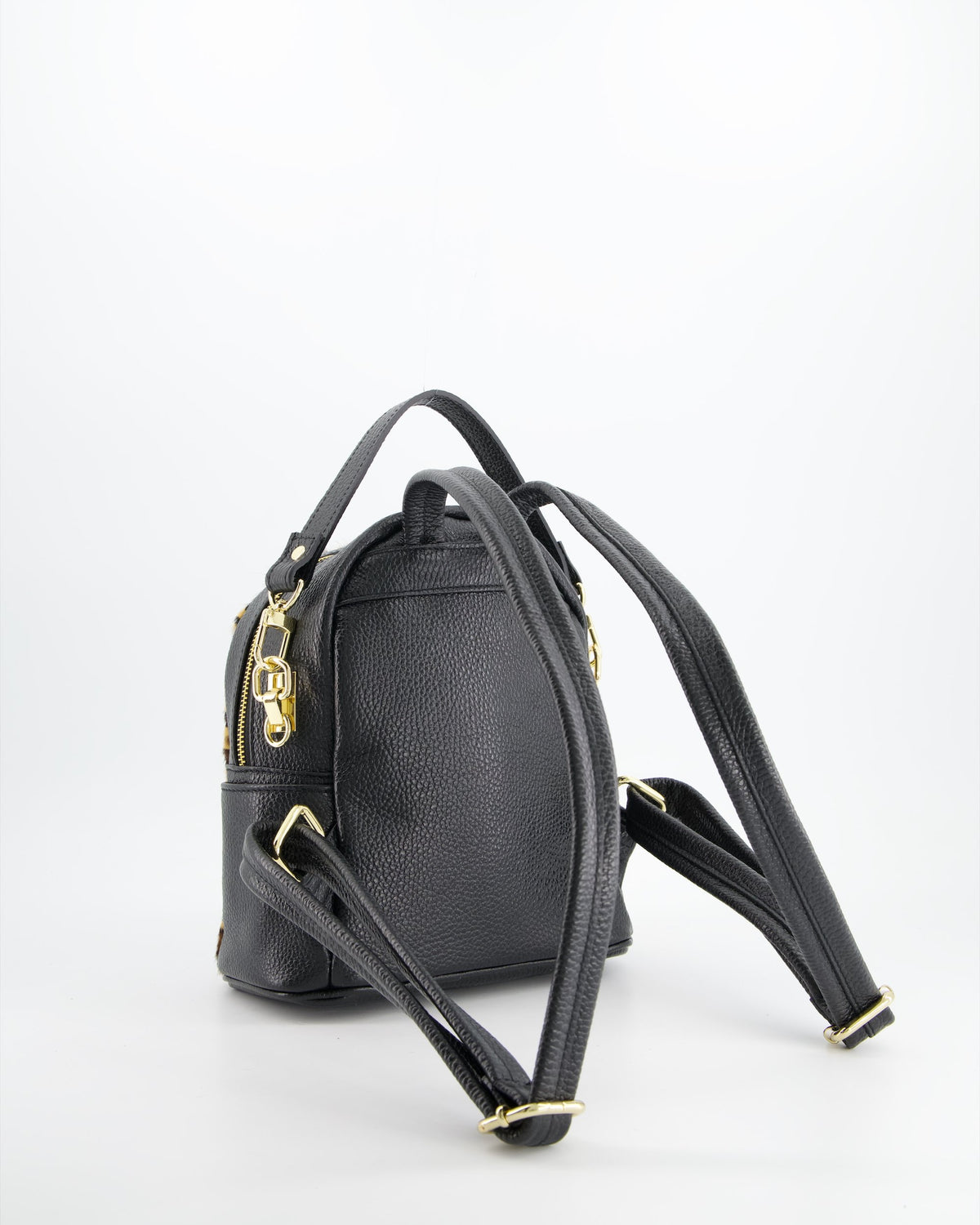 VENEZIA WOMEN'S BLACK LEOPARD PRINT BACKPACK WITH BRISTLES Brand VENEZIA