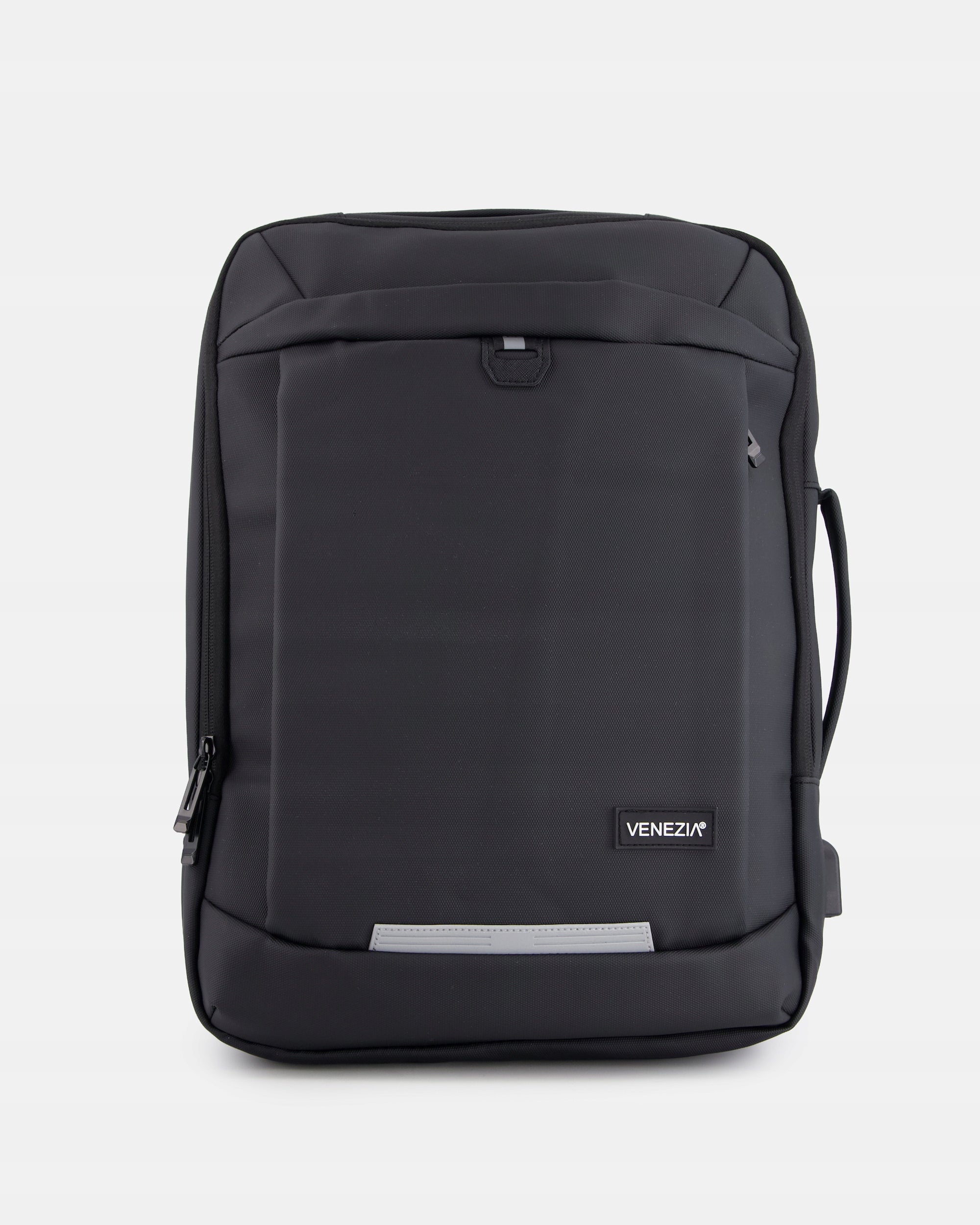 VENEZIA black fabric backpack with laptop pocket and USB port