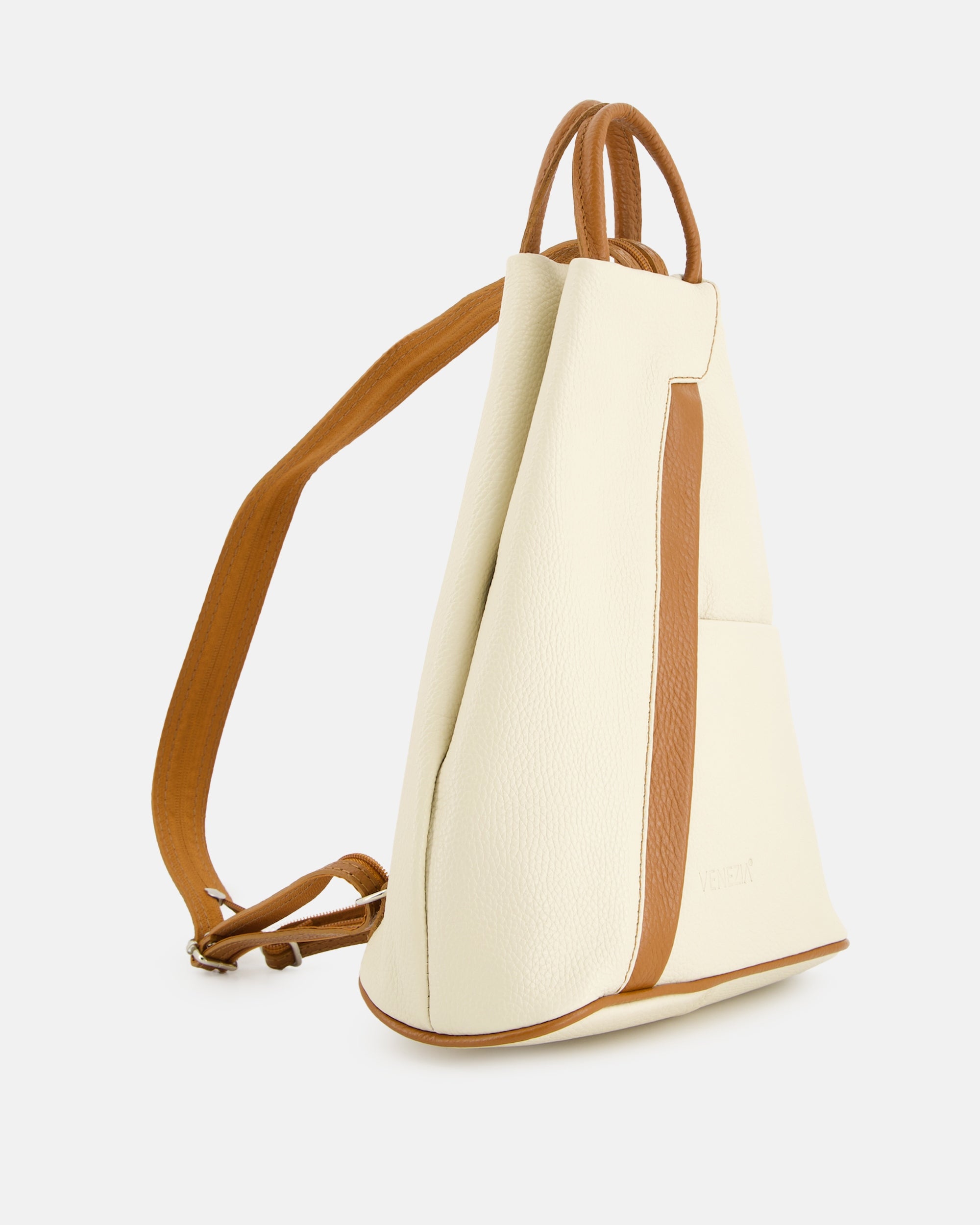 VENEZIA women's beige pea leather backpack with brown elements Brand VENEZIA