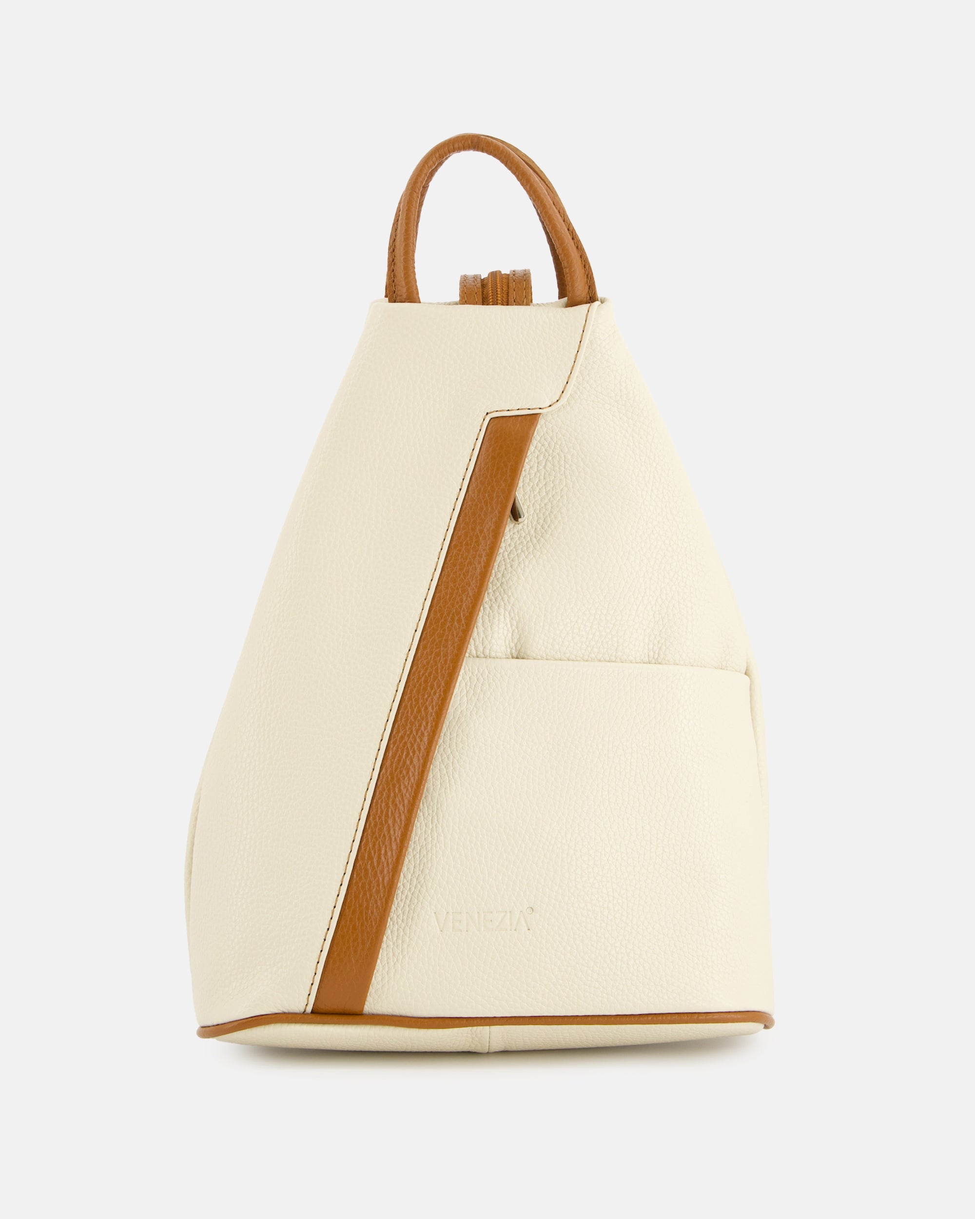 VENEZIA women's beige pea leather backpack with brown elements Packaging status original