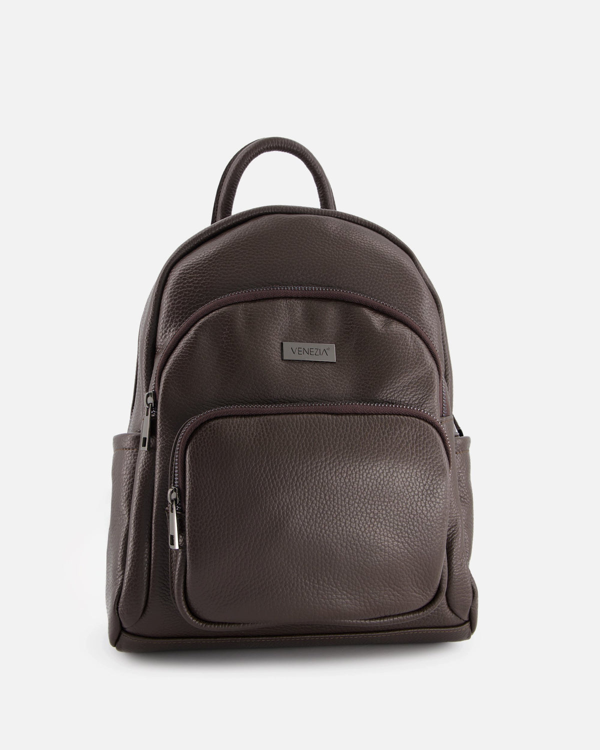 VENEZIA women's classic dark brown genuine leather backpack