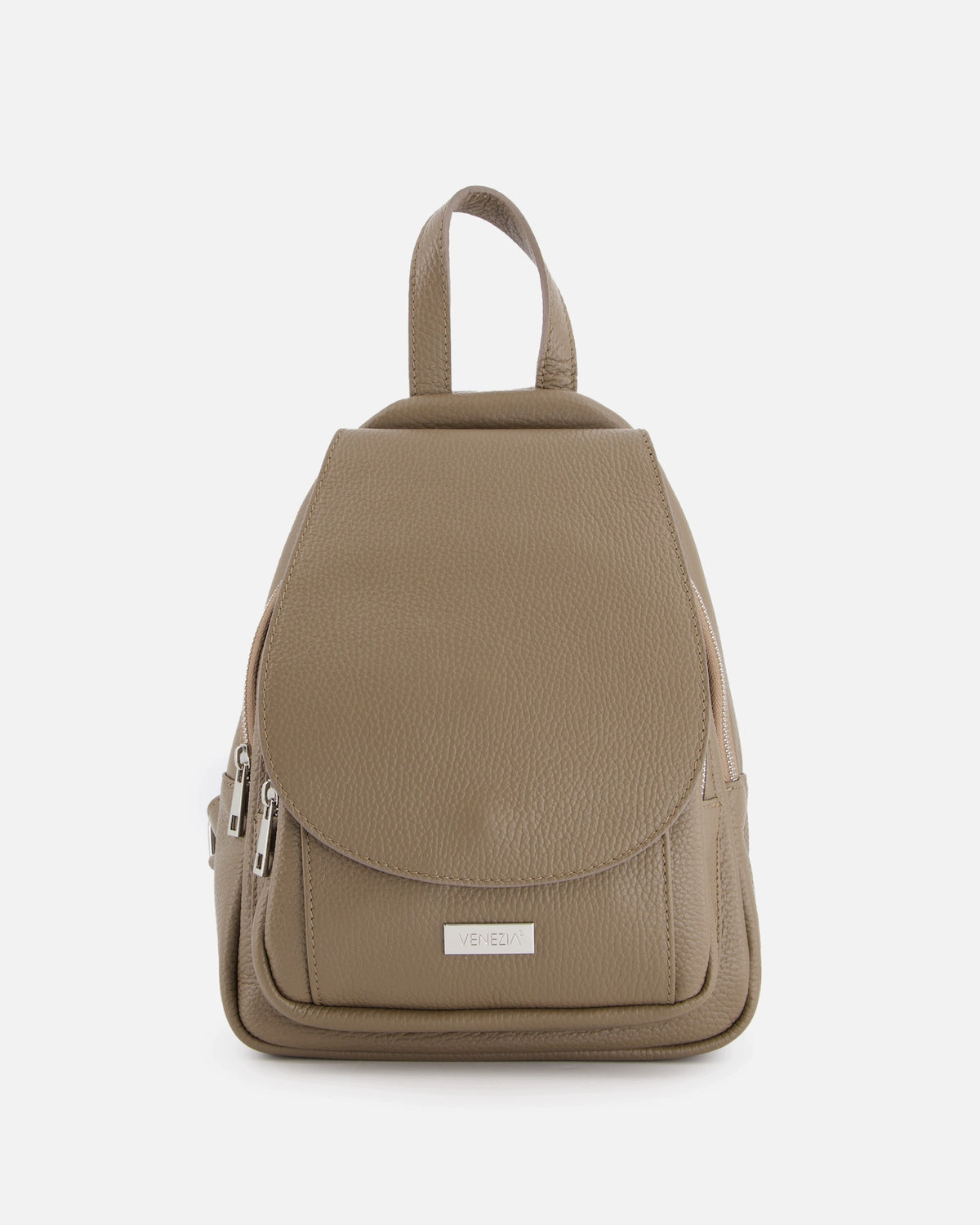 VENEZIA women's leather backpack in beige color with grainy texture