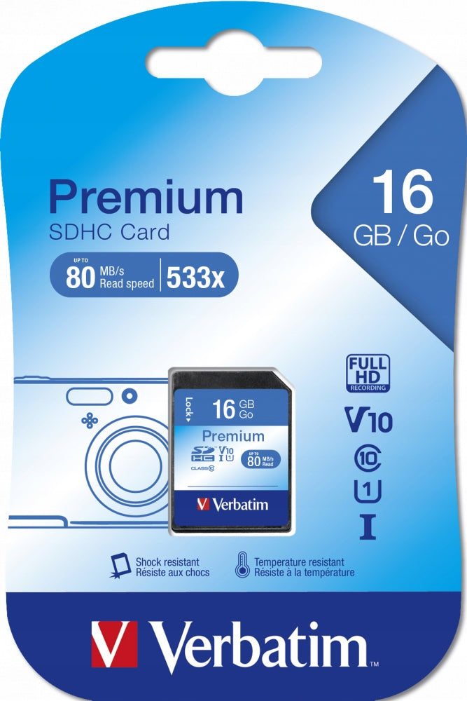 VERBATIM 43962 SDHC 16GB class 10 Card capacity 16 GB