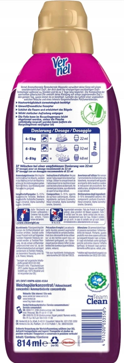 VERNEL FABRIC SOFTENER MAGNOLIA 37 RINSES Manufacturer code 4015200033556