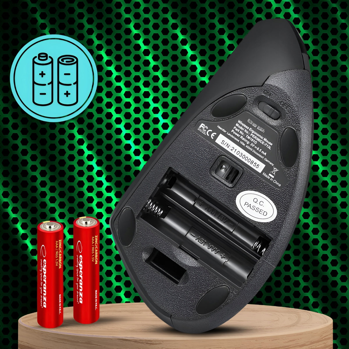 VERTICAL MOUSE FOR LEFT-HANDED WIRELESS VERTICAL SILENT MOUSE+BATTERIES Packaging status original