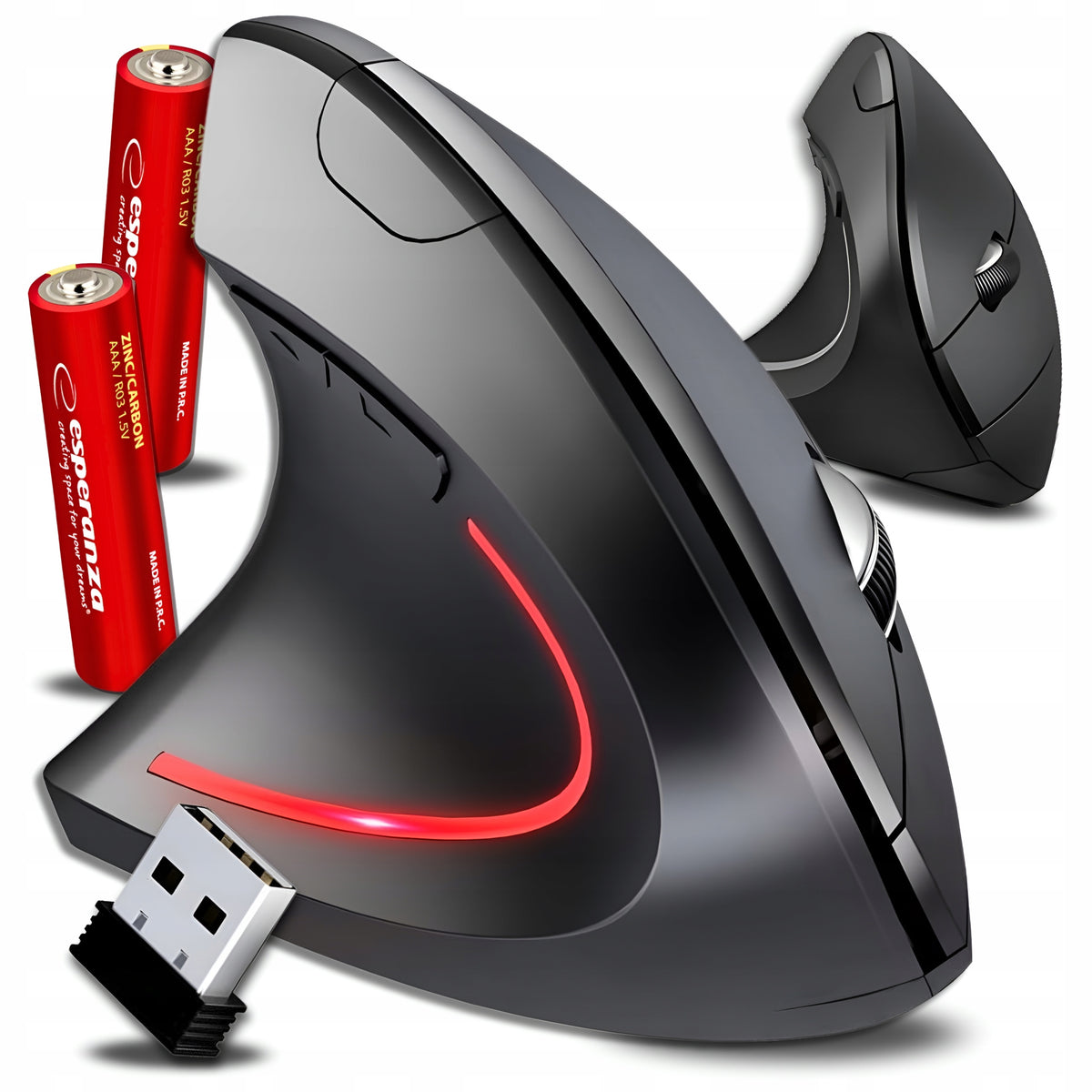VERTICAL MOUSE FOR LEFT-HANDED WIRELESS VERTICAL SILENT MOUSE+BATTERIES