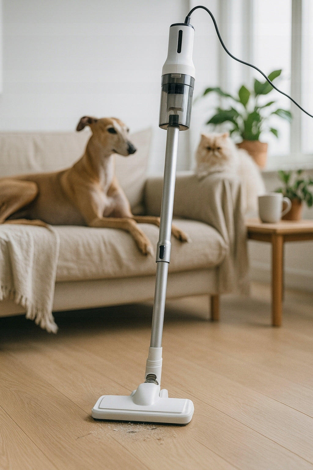 VERTICAL VACUUM CLEANER BAGLESS CORDED HANDHELD POWERFUL 2in1 600W HEPA H13 Dominant color white