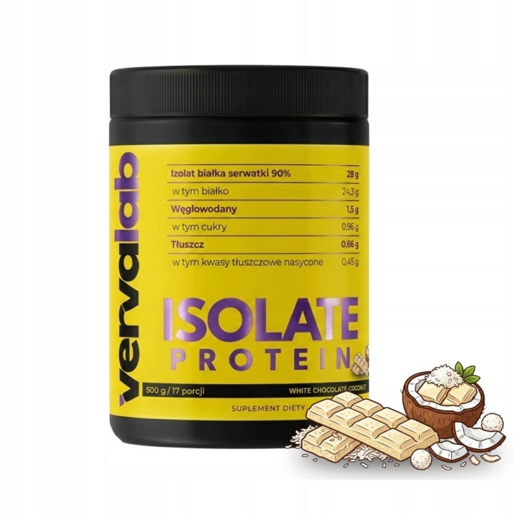 VERVALAB ISOLATE PROTEIN 500g - White Chocolate Coconut WPI (Whey Protein Isolate)