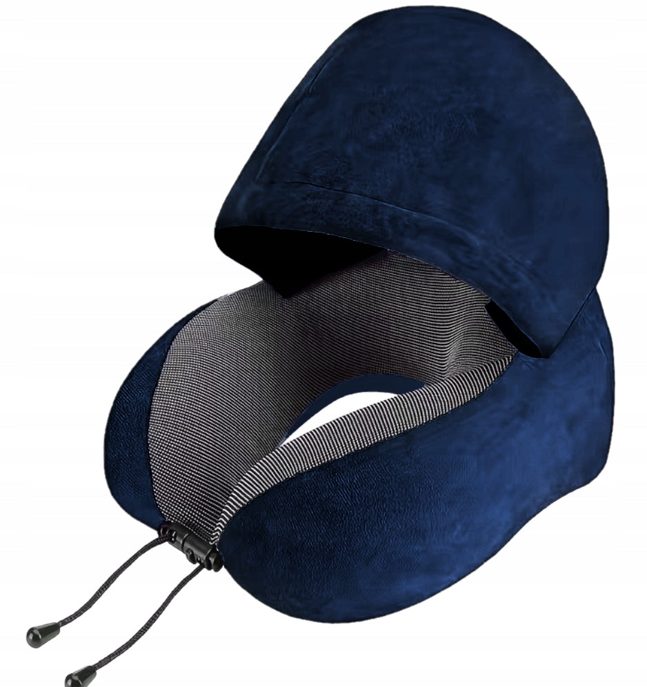 VERY COMFORTABLE CROISSANT TRAVEL PILLOW WITH HOOD FOR CAR AIRPLANE Manufacturer code ROKAGR