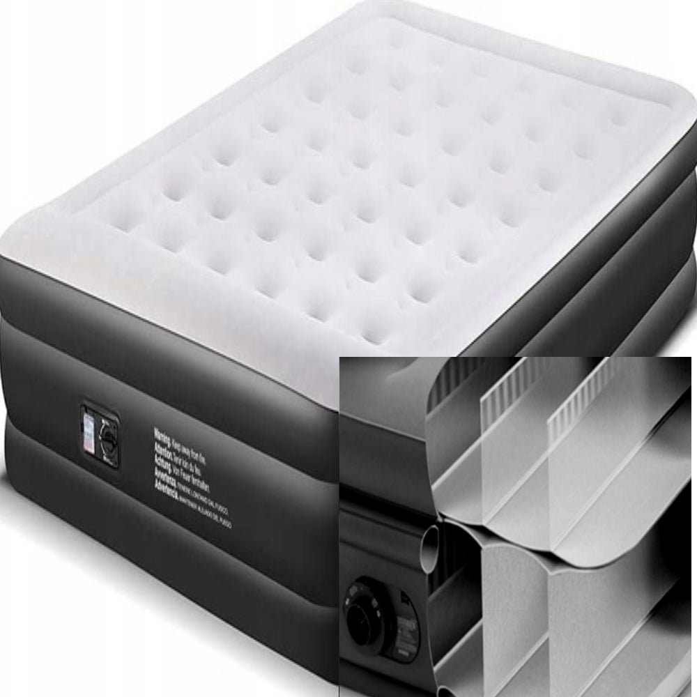 VERY STRONG Double Inflatable Mattress with BUILT-IN FRAME Bed PUMP