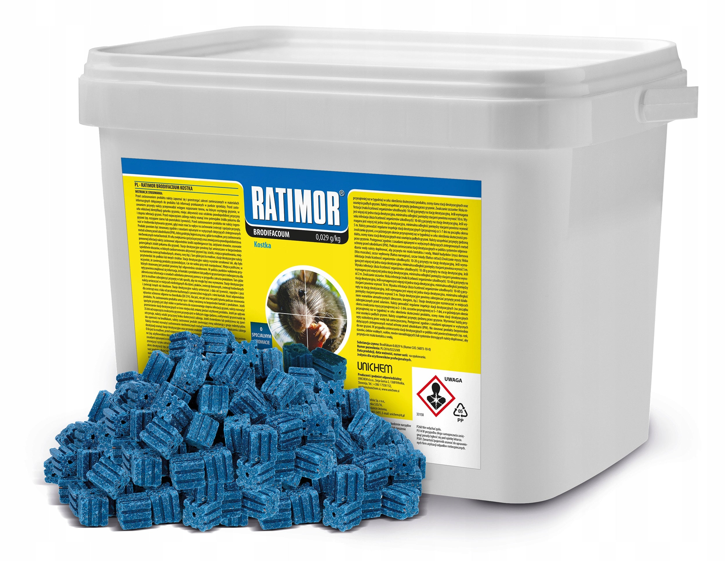 VERY STRONG POISON FOR MOUSE RATS CUBE BRODIFACOUM 3KG RATIMOR Packaging status original