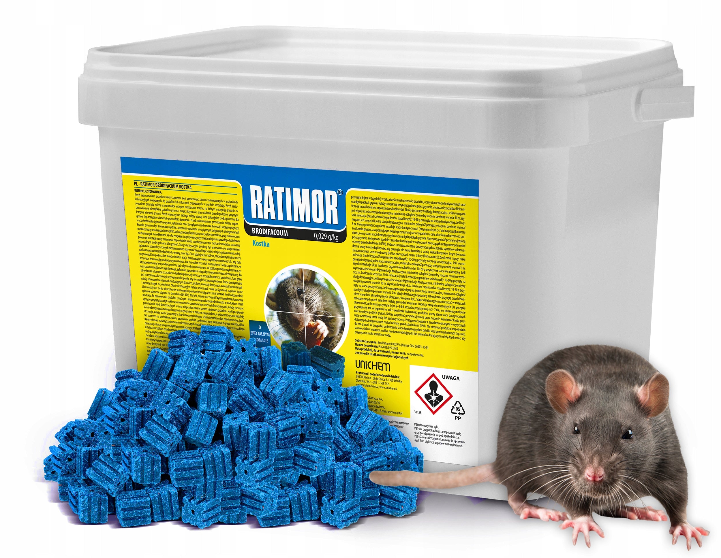 VERY STRONG POISON FOR MOUSE RATS CUBE BRODIFACOUM 3KG RATIMOR