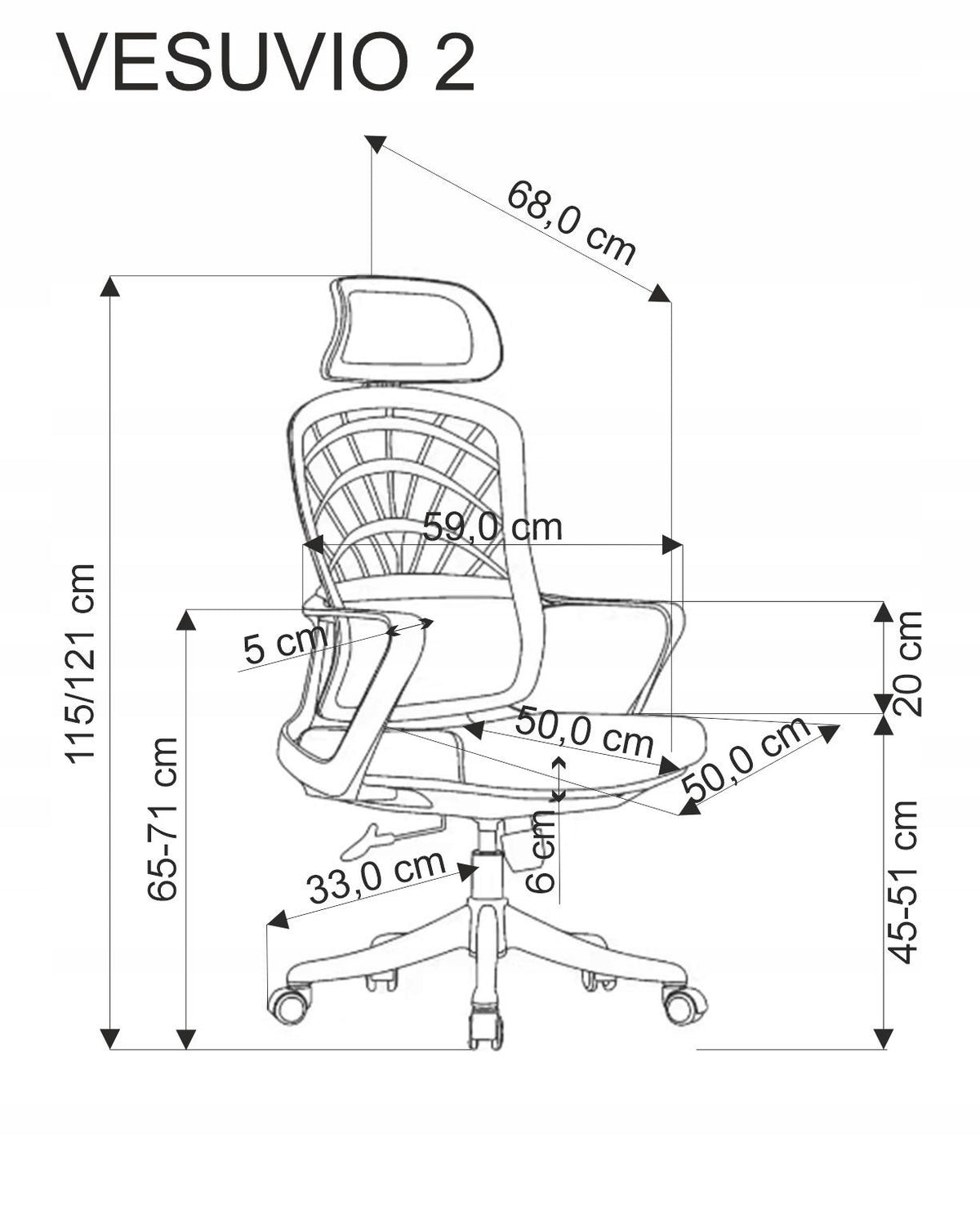 VESUVIO 2 office chair turquoise / white Furniture depth 59 cm
