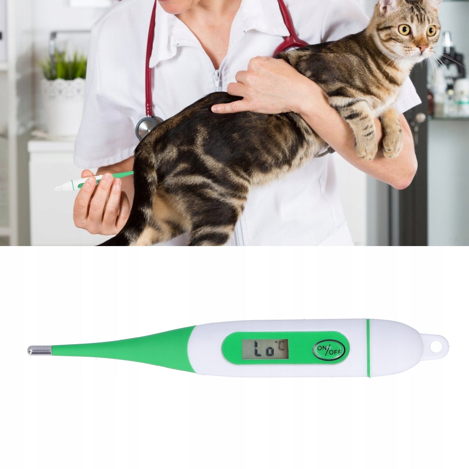 VETERINARY THERMOMETER DIGITAL FLEXIBLE CAT DOG PET PROBE Packaging status original