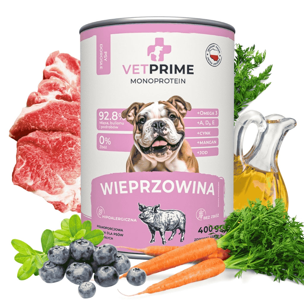 VETPRIME MONO Pork 400g - MONOPROTEIN WET DOG FOOD Manufacturer code VP205