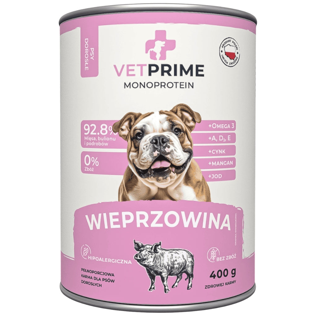 VETPRIME MONO Pork 400g - MONOPROTEIN WET DOG FOOD