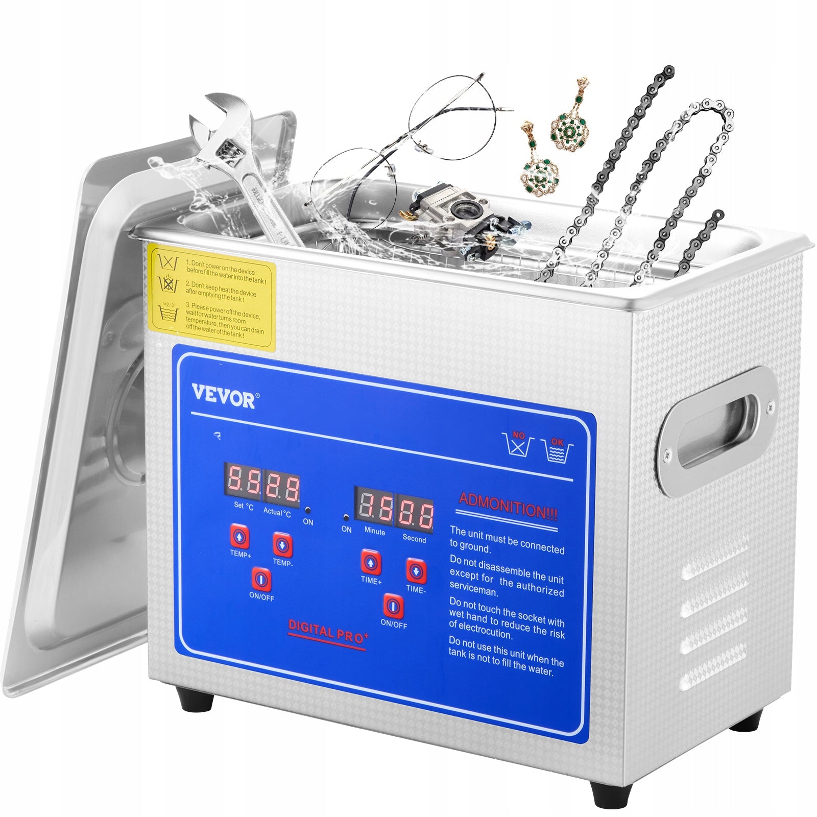 VEVOR 3L Stainless Steel Ultrasonic Cleaner With Digital Display