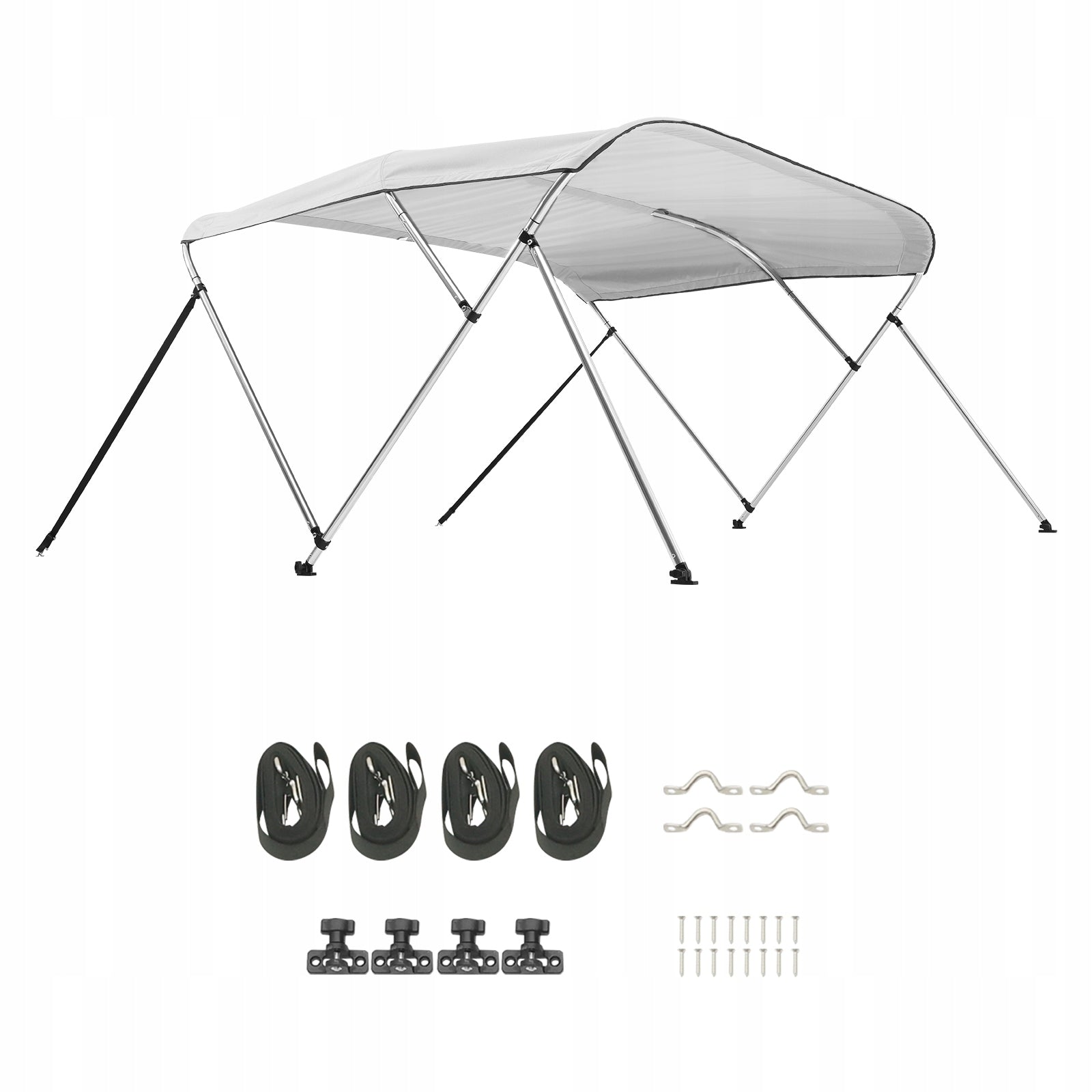 VEVOR Bimini Canopy 182x185-198x117CM 3 Arches Boat Cover Light Grey Brand Vevor