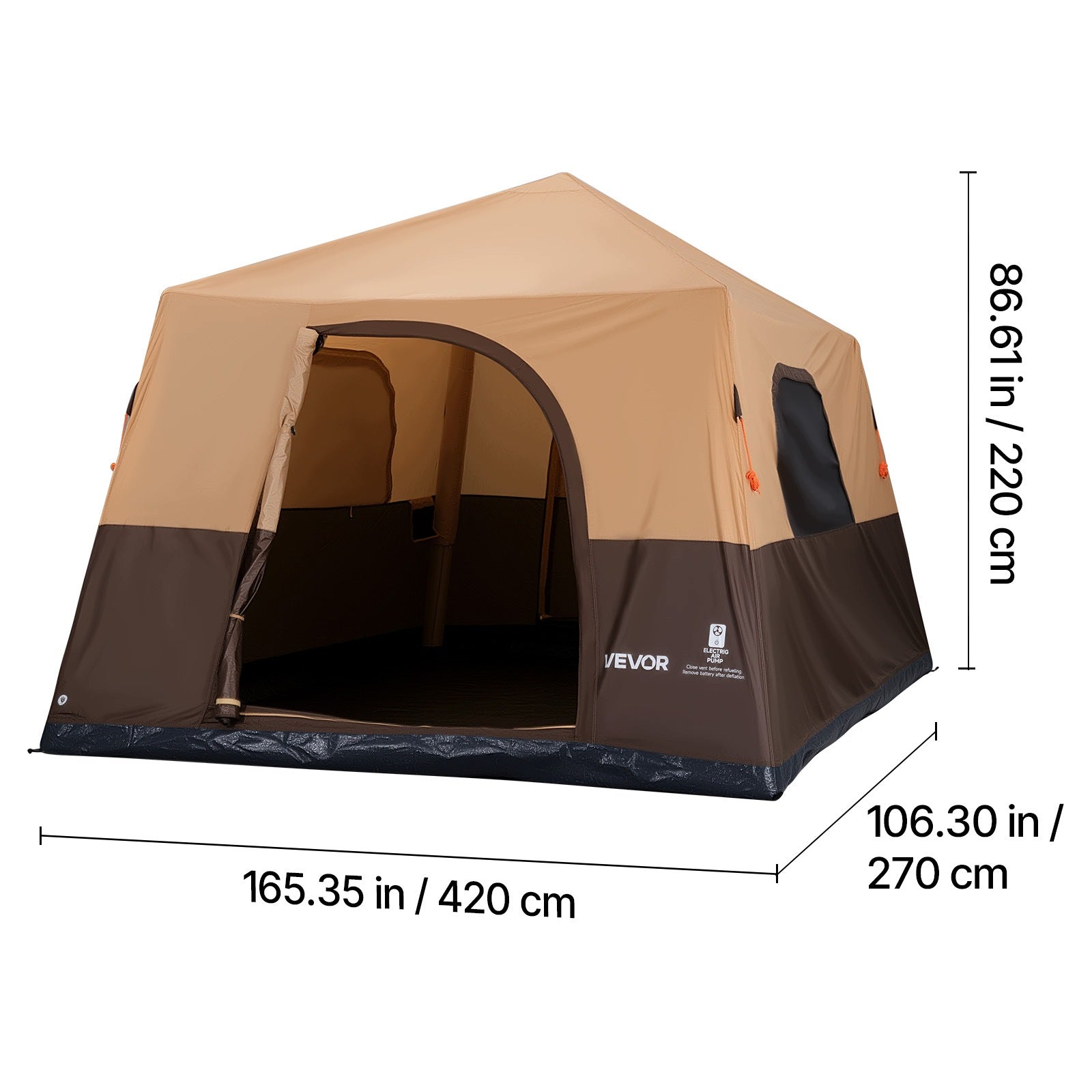 VEVOR Camping Tent For 8 People Inflatable Family Tent Beige Manufacturer code CQZ148