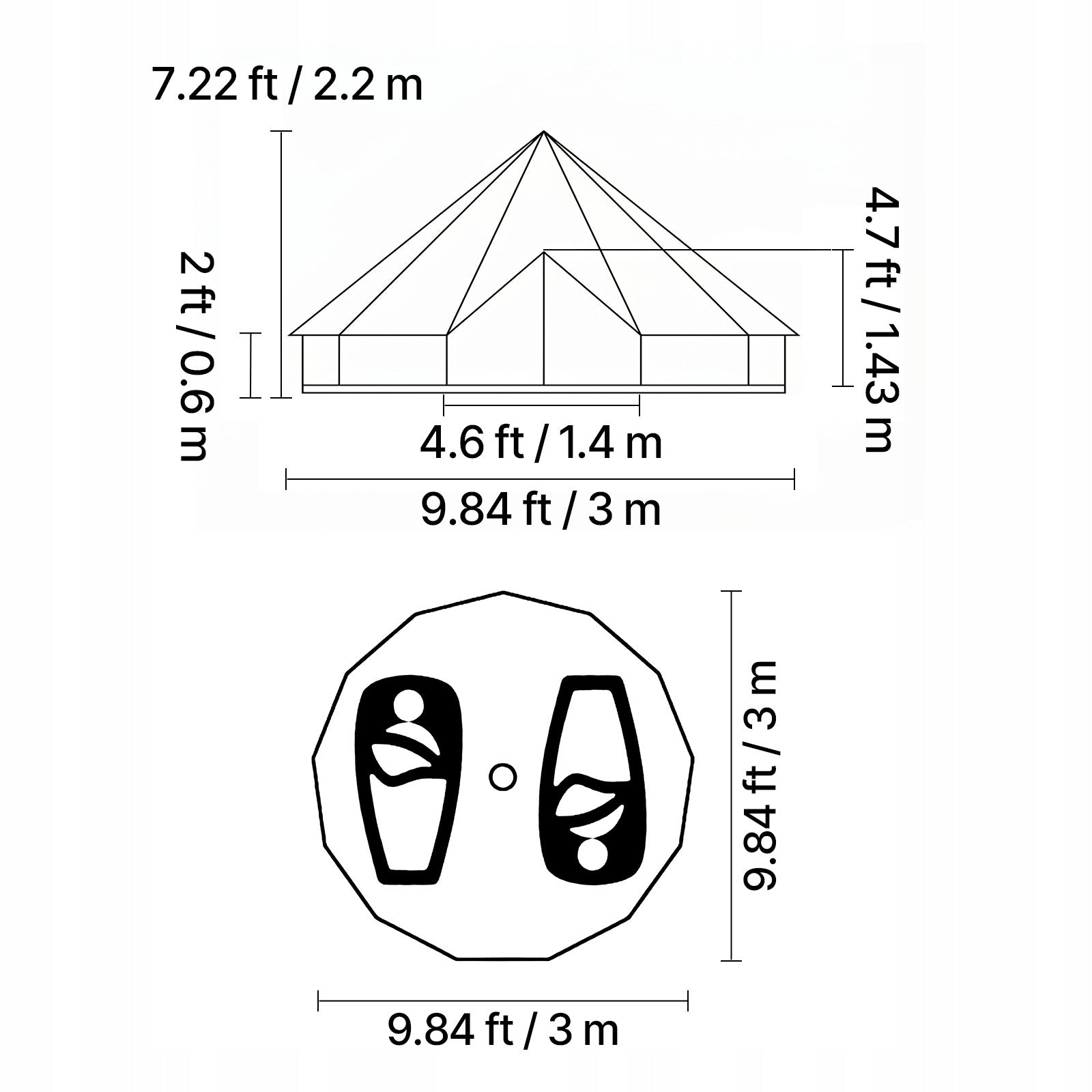 VEVOR Camping Tent Yurt 3M Bell Tent For 3 Persons Beige Manufacturer code KJZPQMS72FT3A