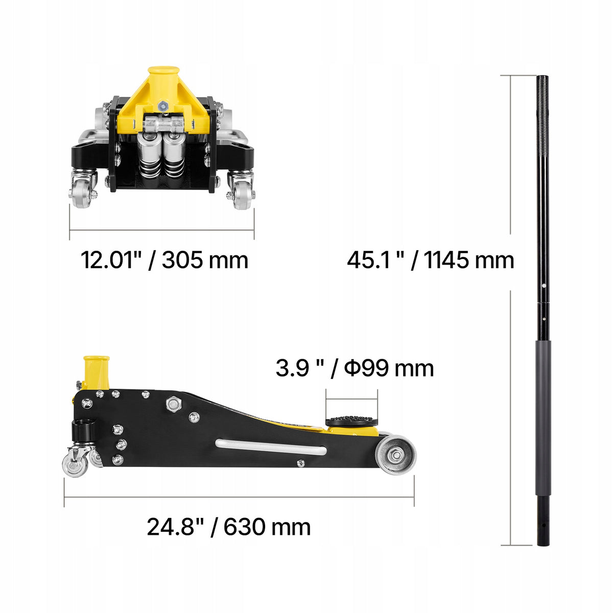 VEVOR Car Lift Lifting Capacity 2,5T Height 9,5-47,5CM With Wheel 360 Minimum lifting height 95 mm