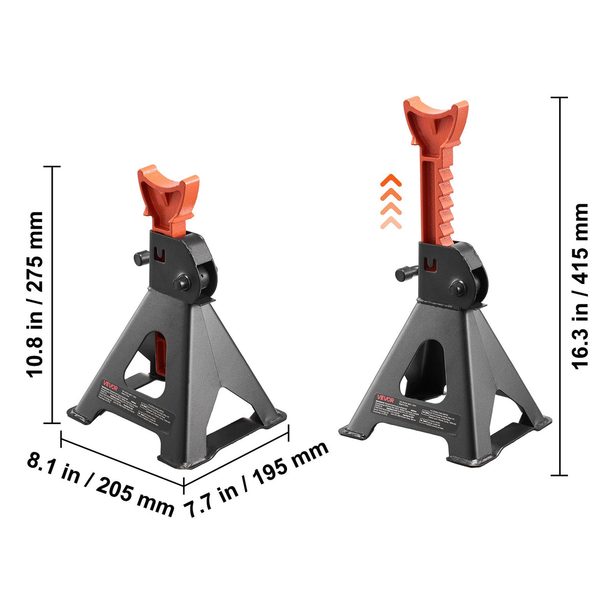 VEVOR Car Supports Load Capacity 3T Adjustable Height 275-415MM Manufacturer code QJDZJ3D21