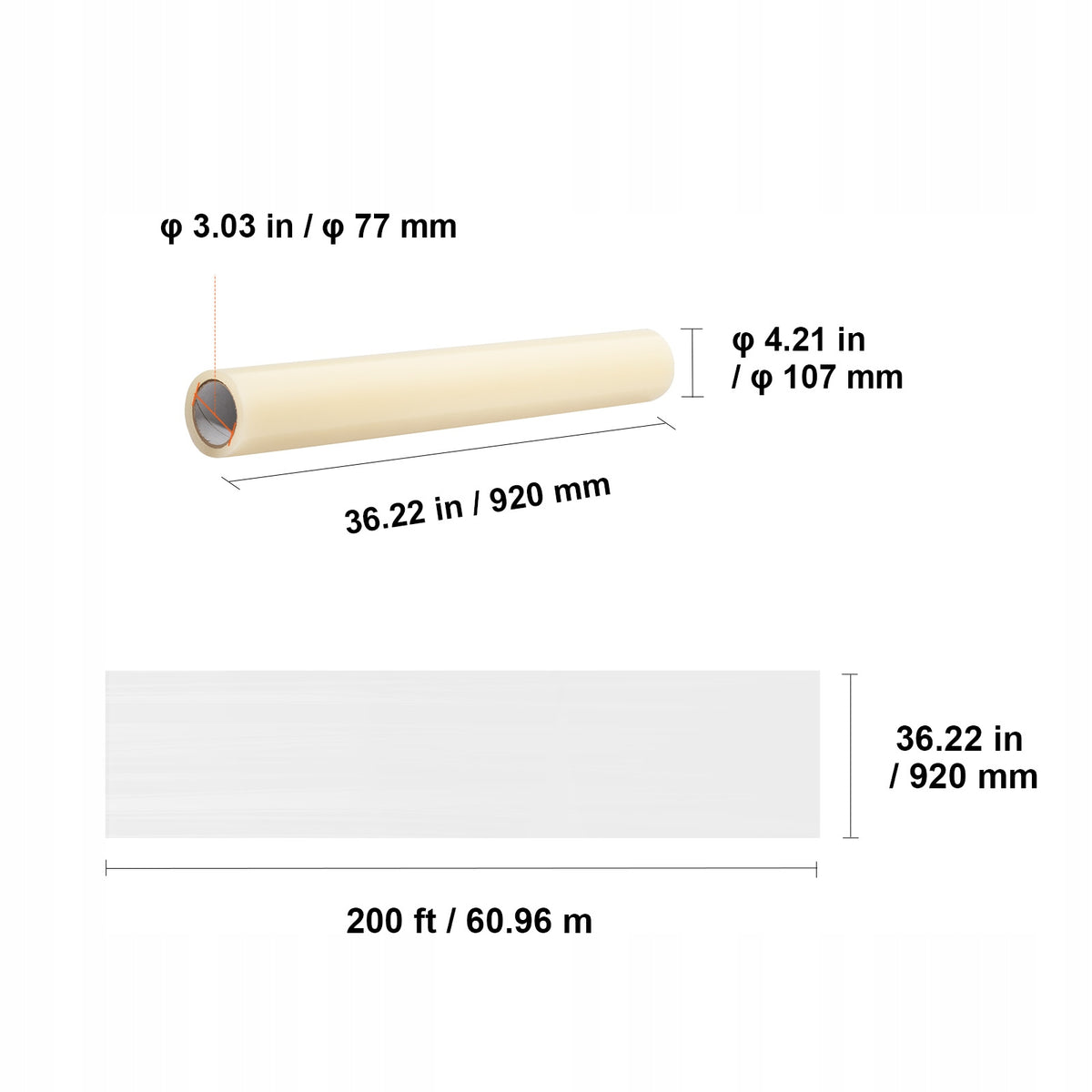 VEVOR Carpet Protection Film 36" x 200' Self Adhesive Car Mat Protector PE Brand Vevor