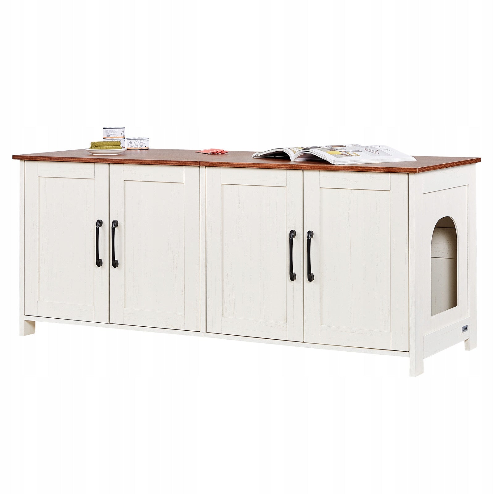 VEVOR Cat Cuvette Cabinet Wooden Brown and White 120x45x50CM