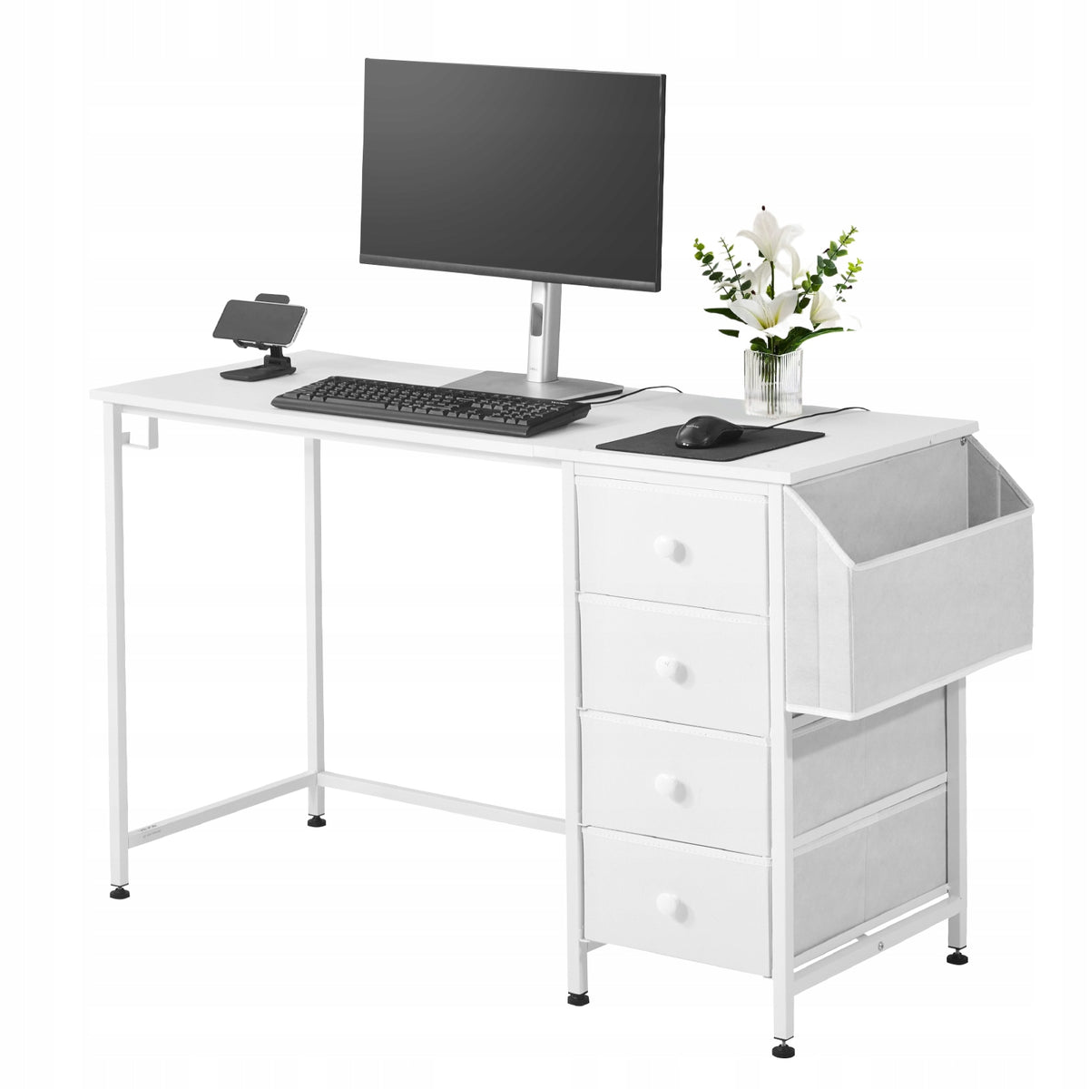 VEVOR Computer Desk 120x50x76CM With Material Drawers White
