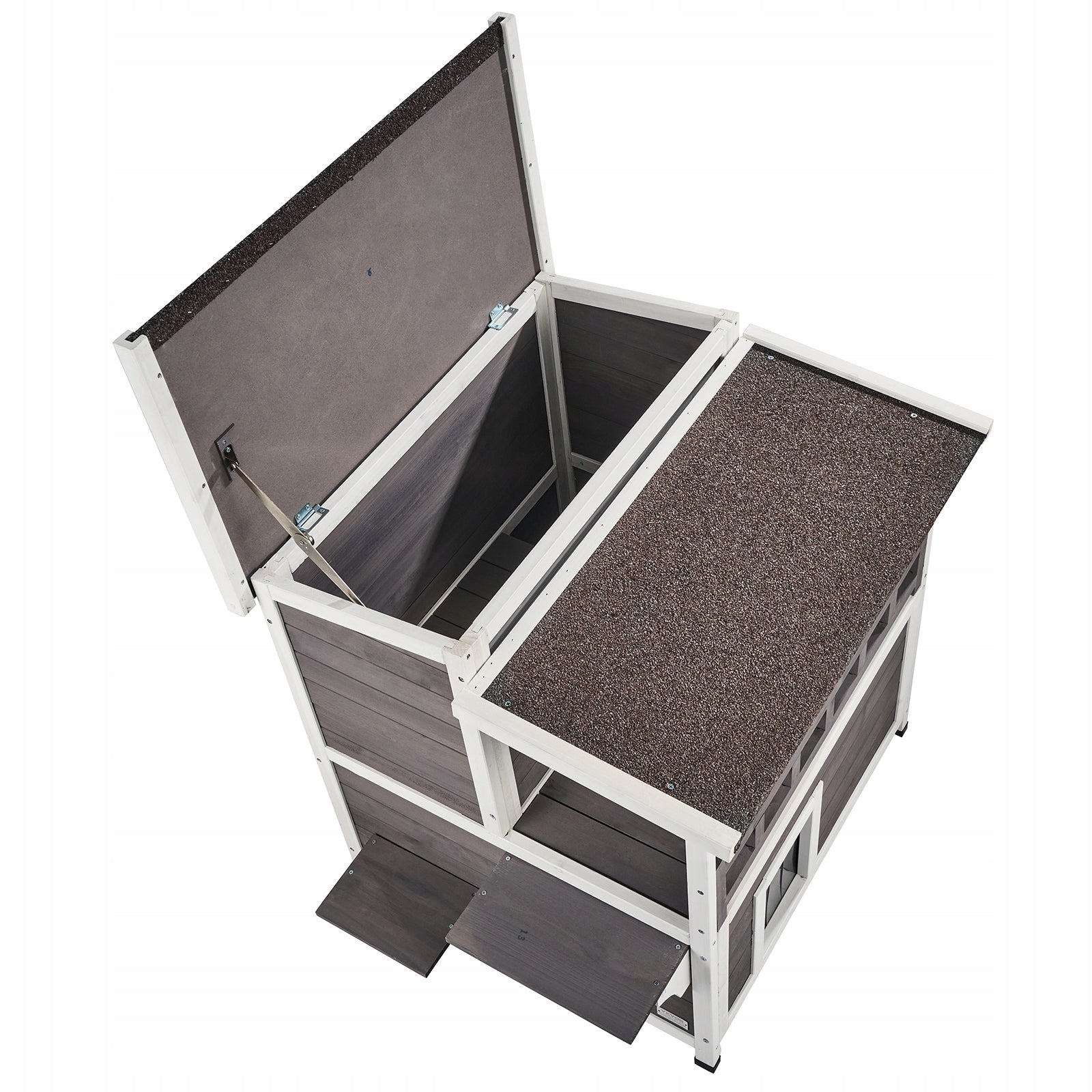 VEVOR Domek Dla Kota 75x75.1x82CM 2-Poziomowa Domek Drewniana Na Zewnątrz Length 75 cm