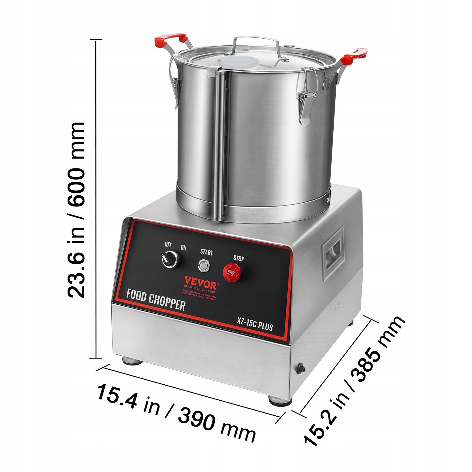 VEVOR ELECTRIC VEGETABLE SLICER 1400W 17 62L STAINLESS STEEL Power rating 1400 W