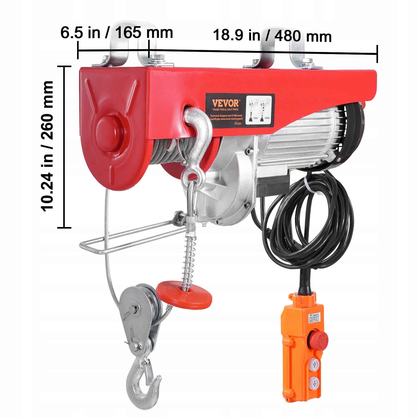 VEVOR Electric Hoist Crane Winch 1000KG Wireless & 14 ft Wired Remote Manufacturer code DDGSSHLYXWX