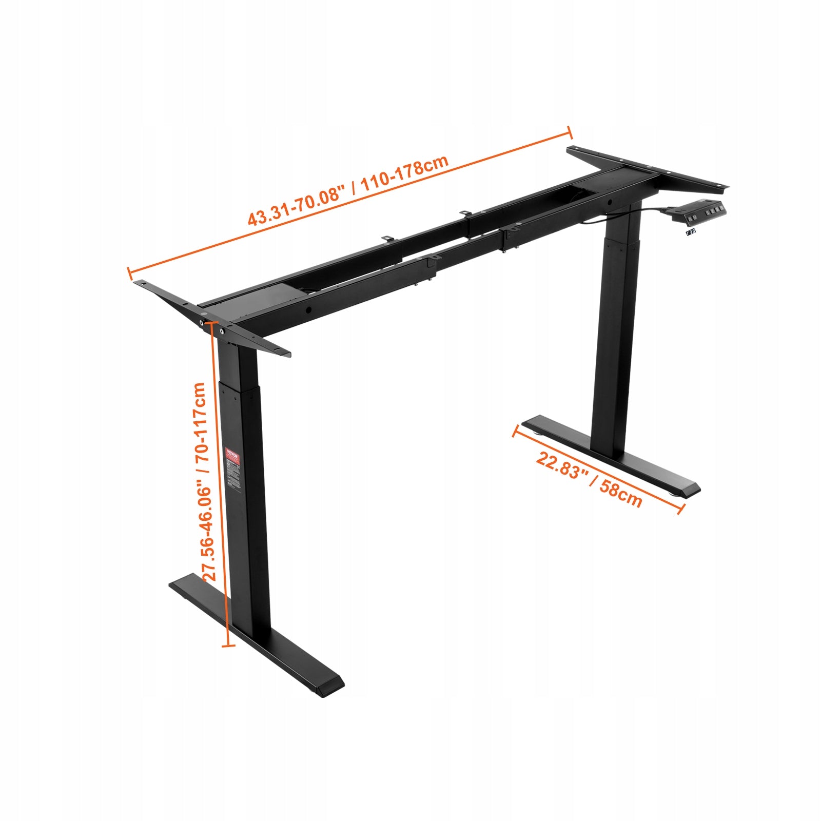 VEVOR Electric Standing Desk Frame Dual Motor Adjustable 70-117 cm H Black EAN (GTIN) 0197988386209