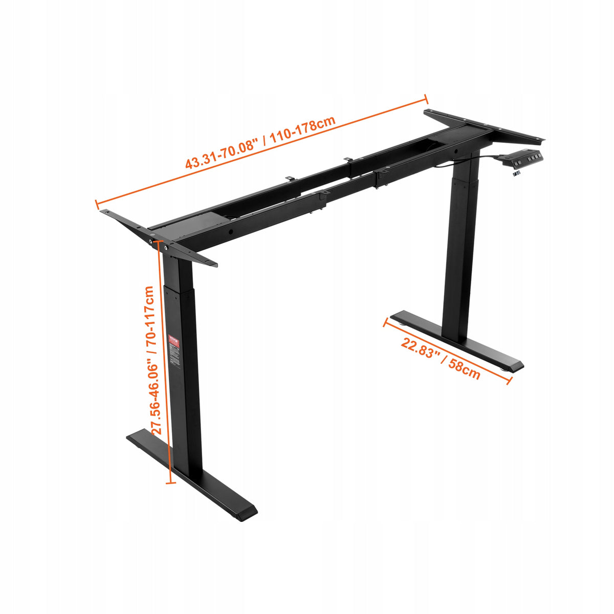VEVOR Electric Standing Desk Frame Dual Motor Adjustable 70-117 cm H Black EAN (GTIN) 0197988386209