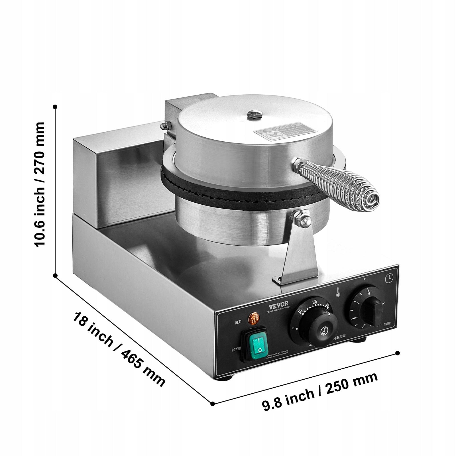 VEVOR Electric Waffle Iron Commercial Ice Cream Machine In Cones 1230W 1P Packaging status original