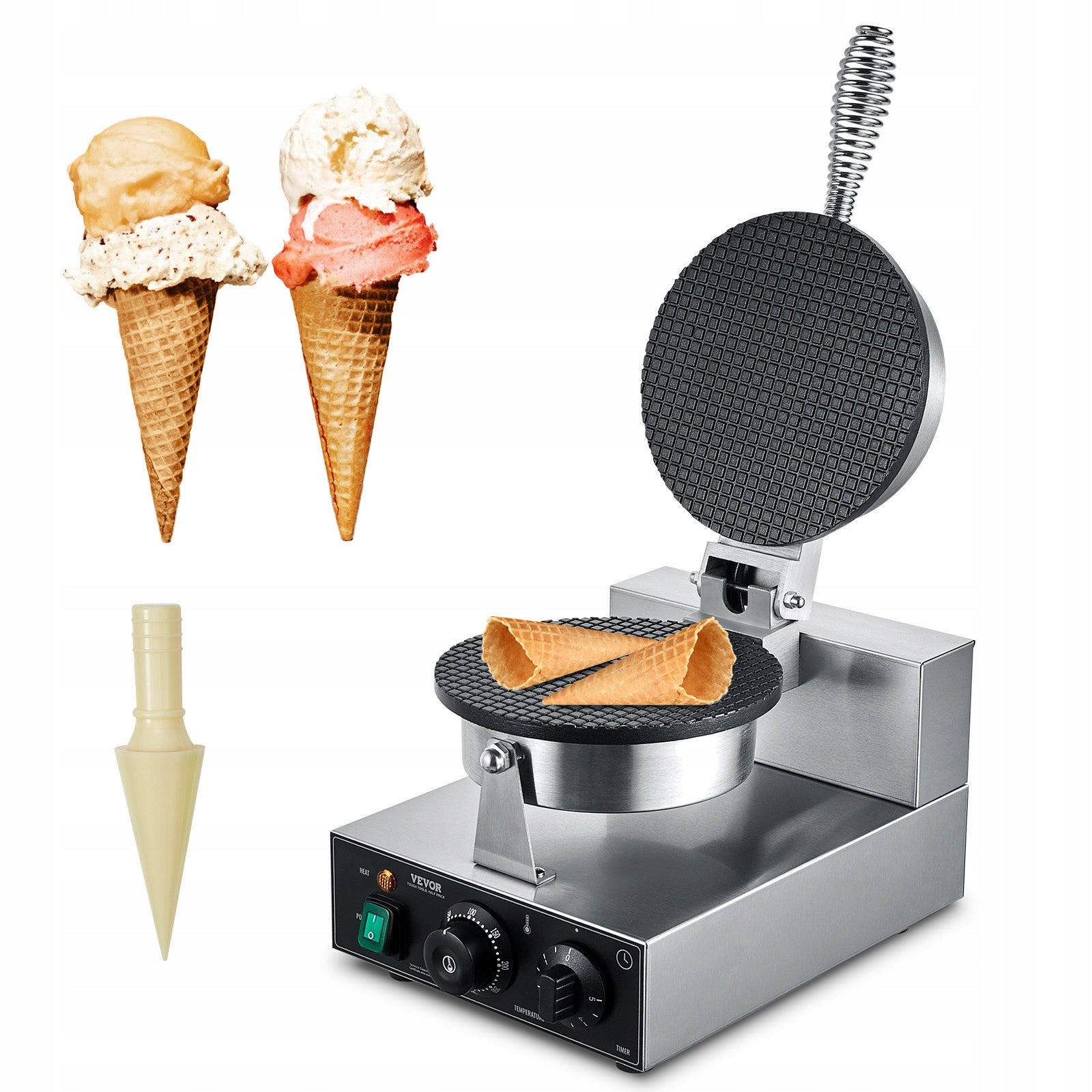 VEVOR Electric Waffle Iron Commercial Ice Cream Machine In Cones 1230W 1P