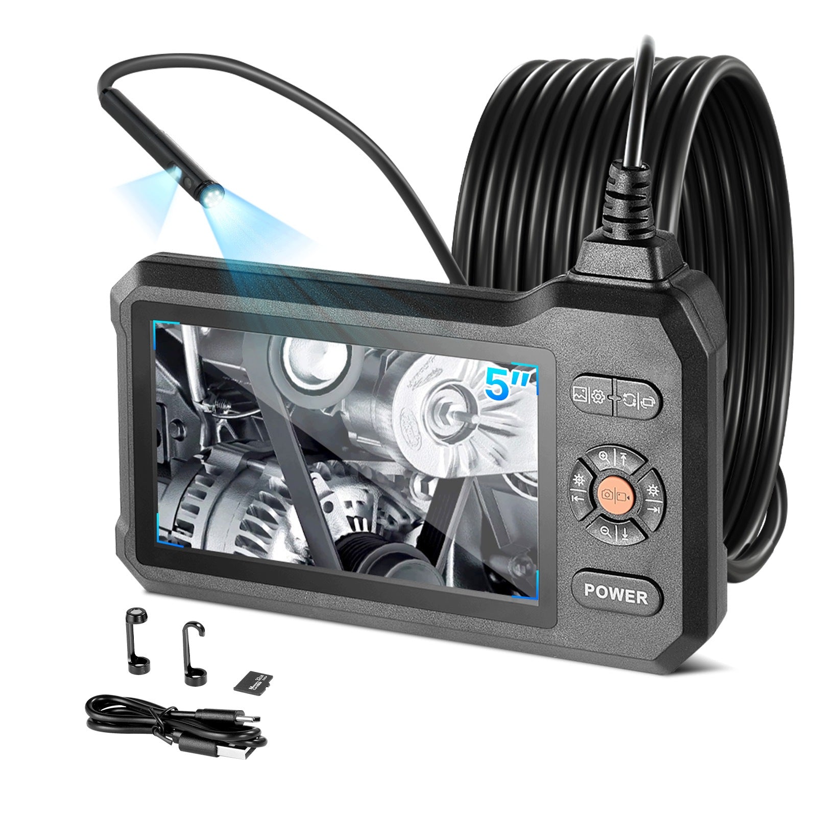 VEVOR Endoscope Camera With Dual Lens 5M Cable And 5" Screen Brand Vevor