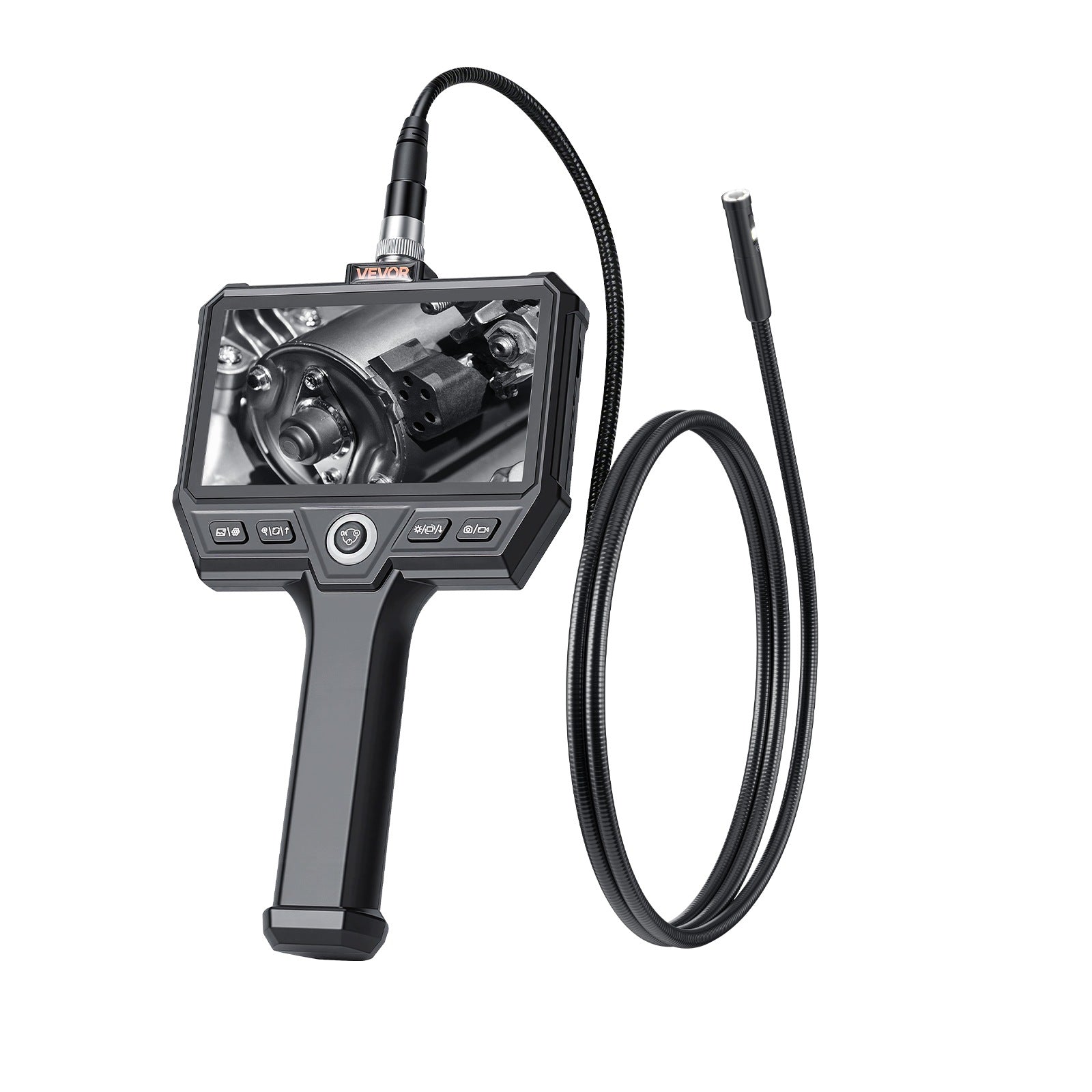 VEVOR Endoscope Camera with Triple Lens Lighting and 5" Screen