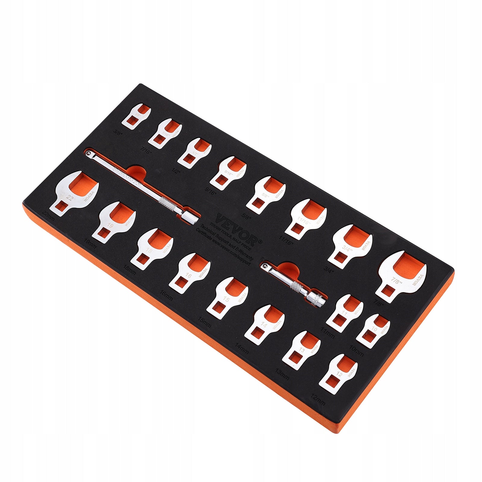 VEVOR Flat-Eye Wrench Set 20-Piece 3/8" Steel Drive 40Cr