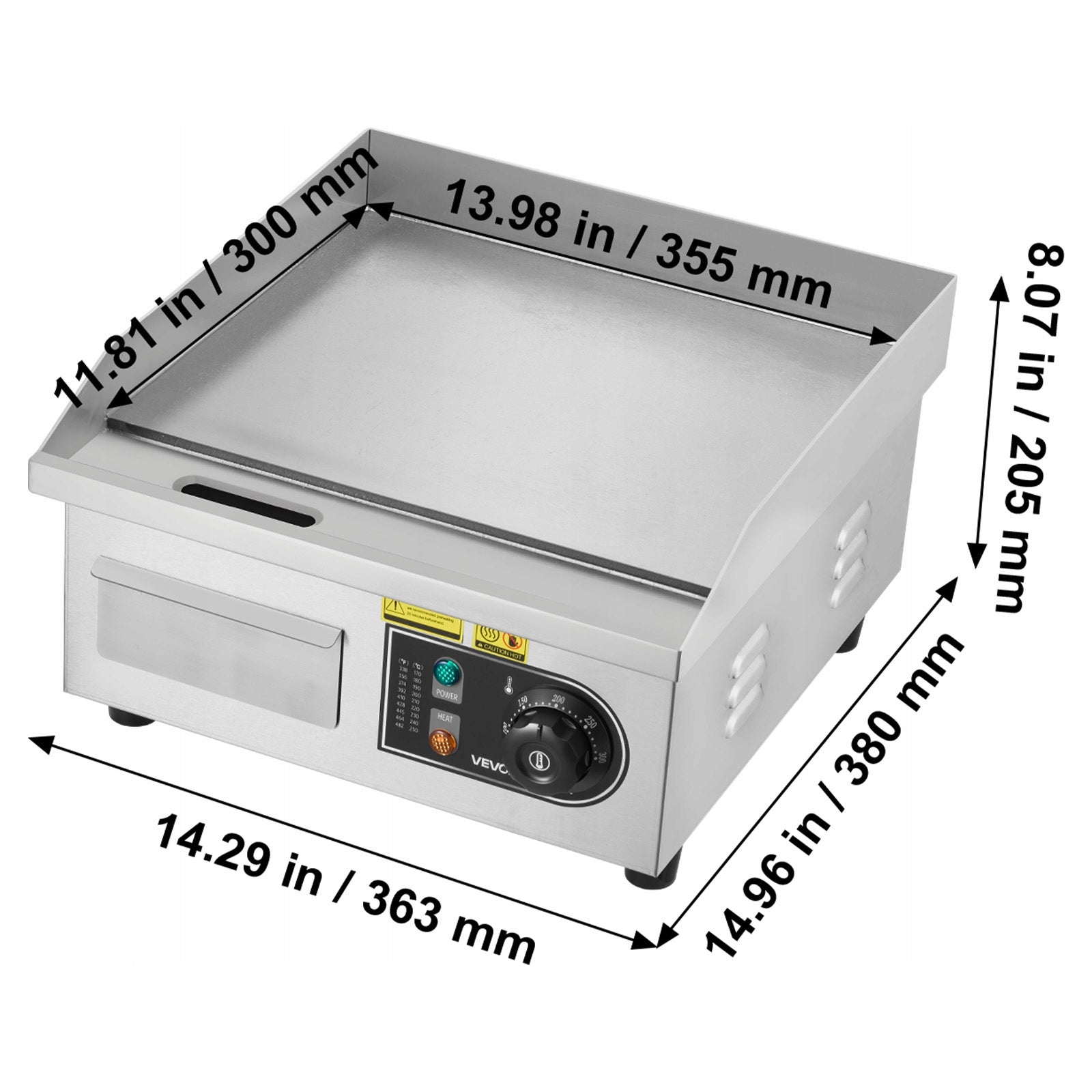 VEVOR Grill Plate 2000W 35,5x30CM Electric Easy Cleaning Power rating 2000 W