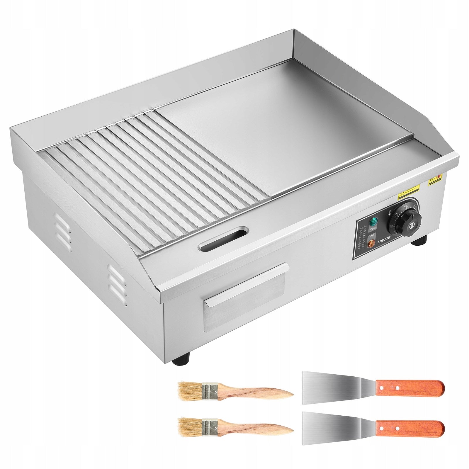 VEVOR Grill Plate 3200W 53,5x30CM Half Ribbed Half Smooth