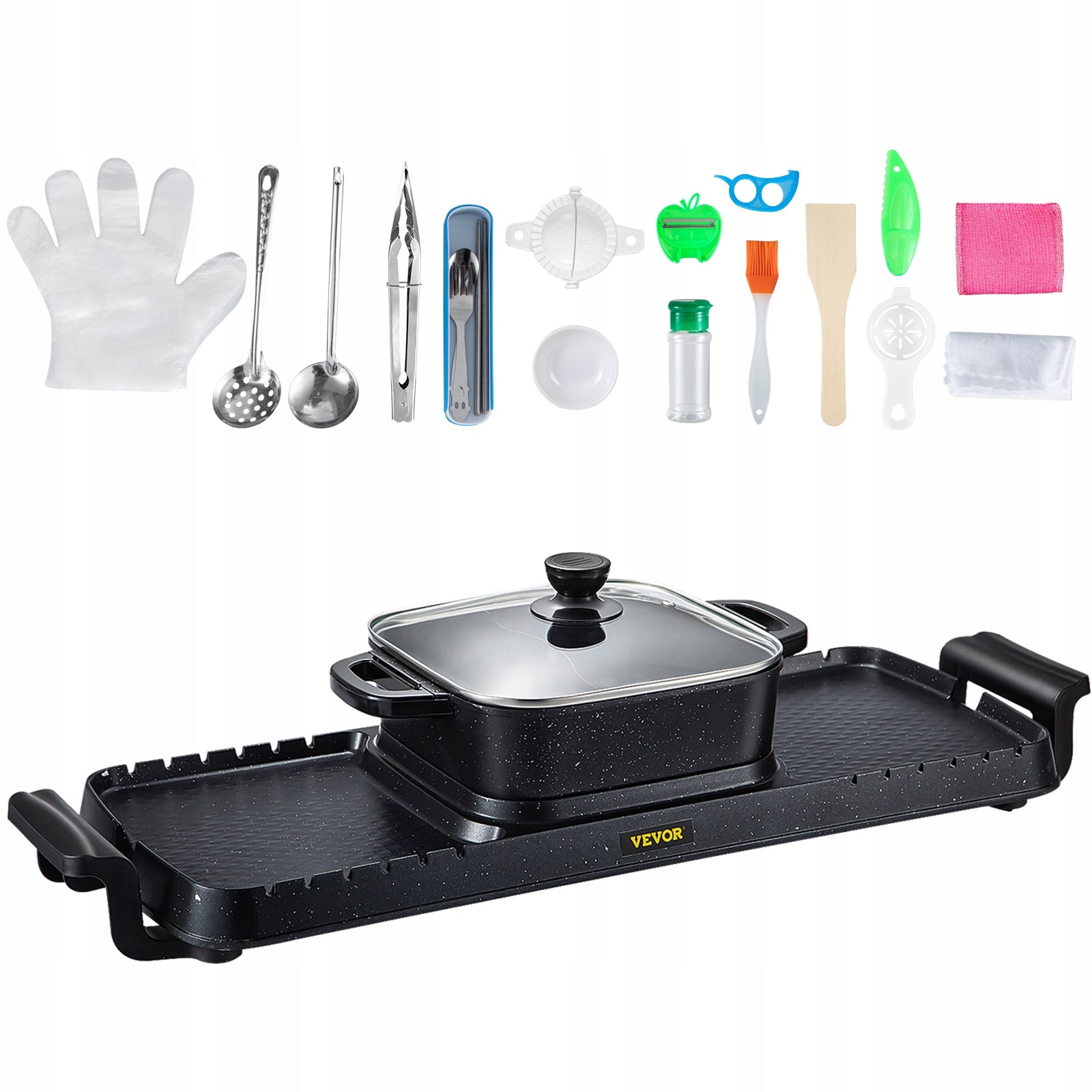 VEVOR HOT POT & GRILL 2IN1 2300W – ELECTRIC SMOKELESS GRILL WITH SHABU POT