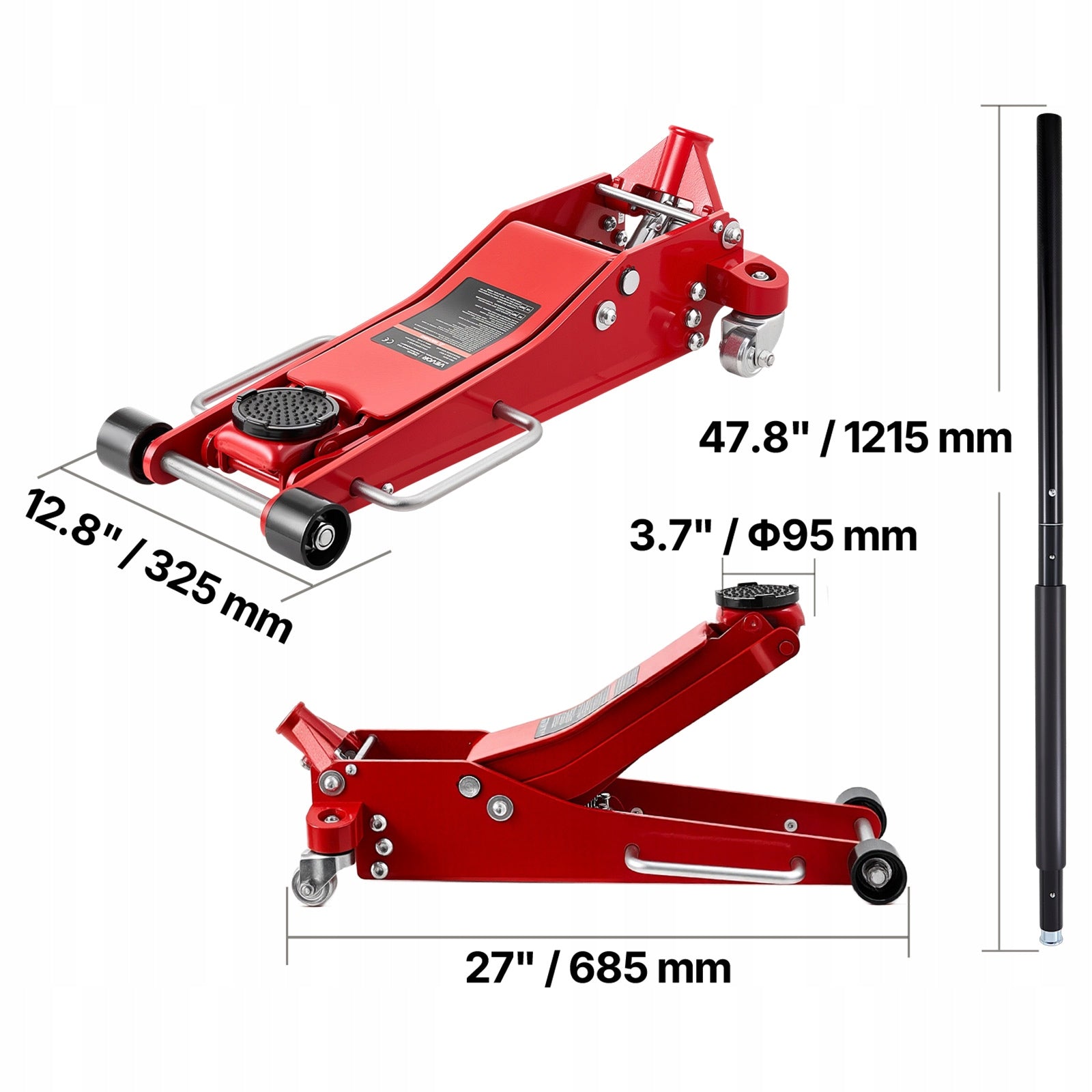 VEVOR Hydraulic Lift Load Capacity 3T Low Profile With Double Piston Pump Maximum lifting height 515 mm
